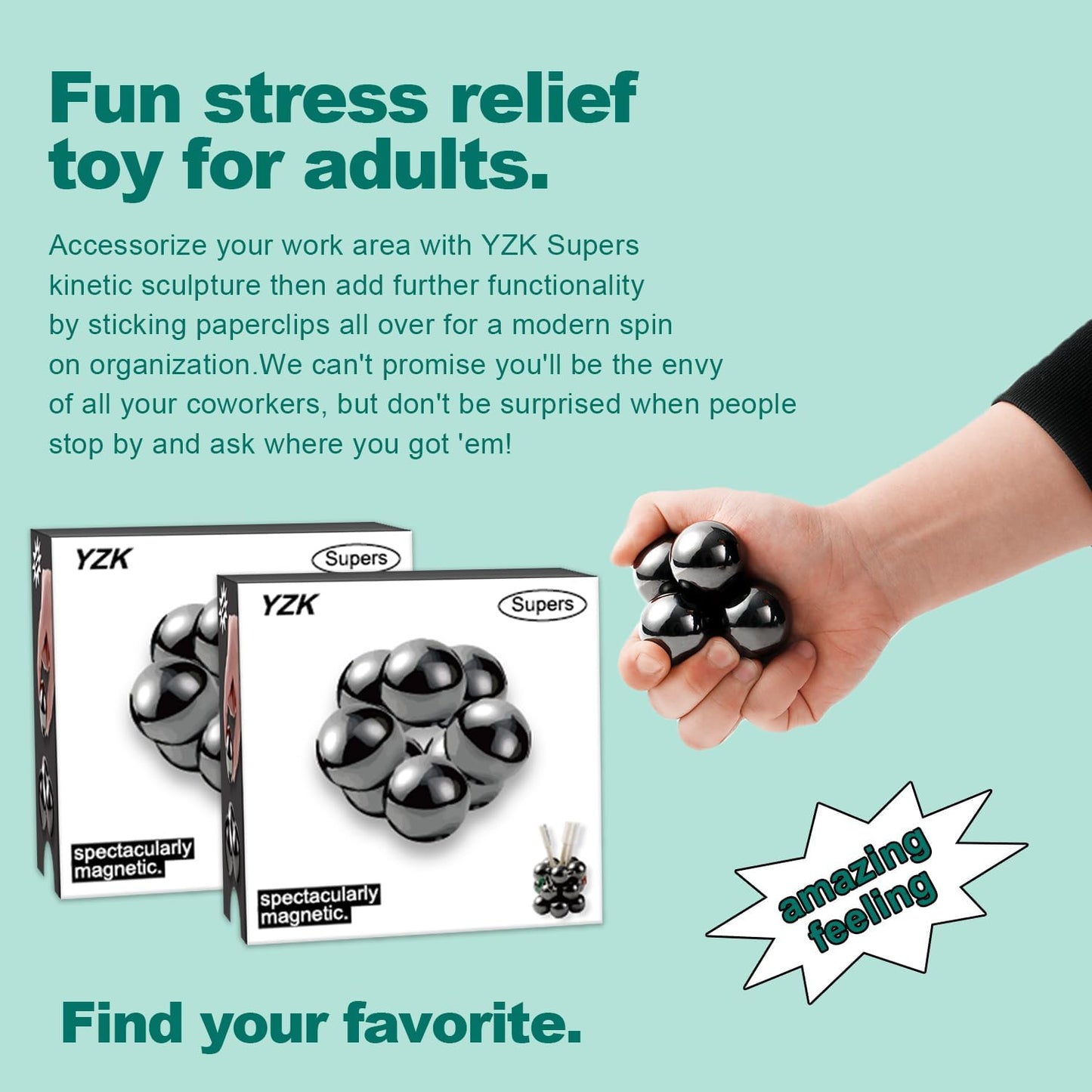 33mm Magnetic Balls Fidget Toys for Adults, Magnet Balls Metal Fidget Desk Toys for Office, Magnets and Stress Relief Gifts for Birthday(4 Pcs)