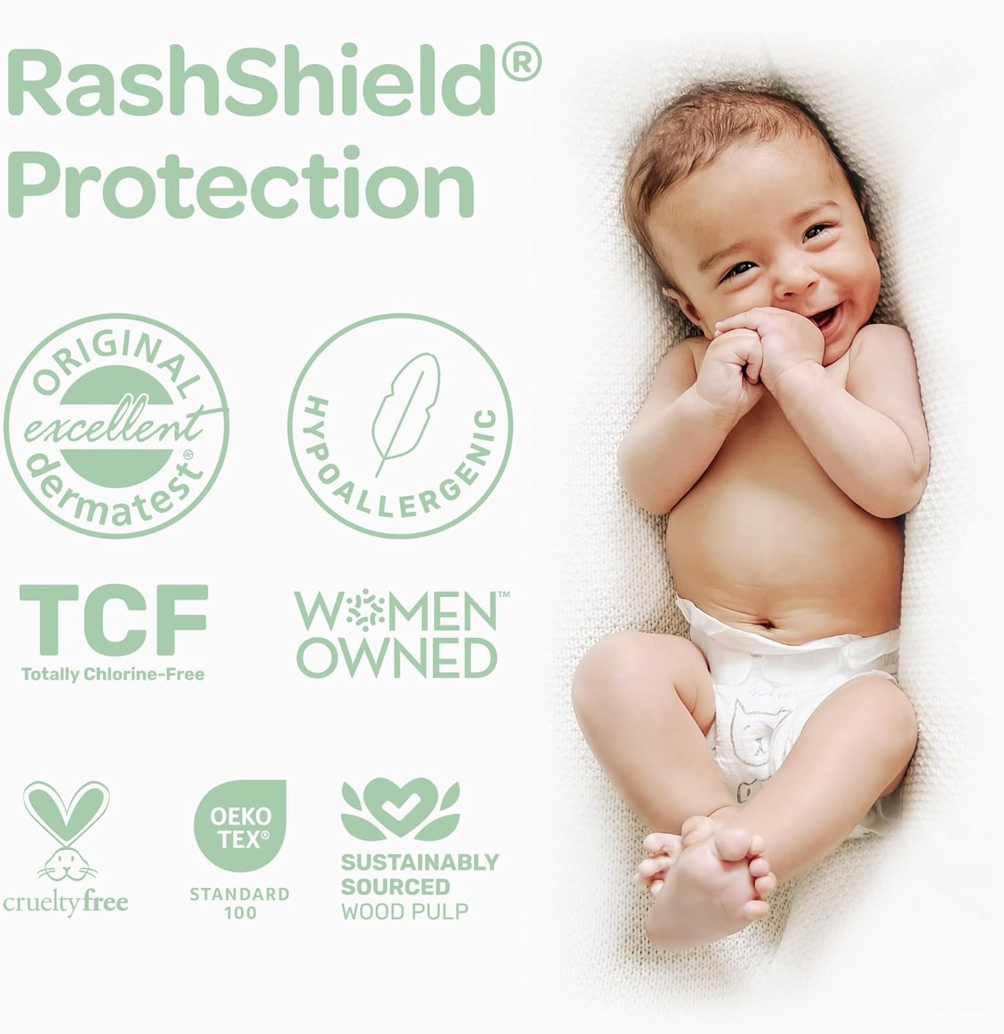 PARASOL Clear+Dry Disposable Diapers | RashShield Protection, Leakproof Design, Hypoallergenic Diaper Set | Size 2 (10-18 lbs.) 72 Count