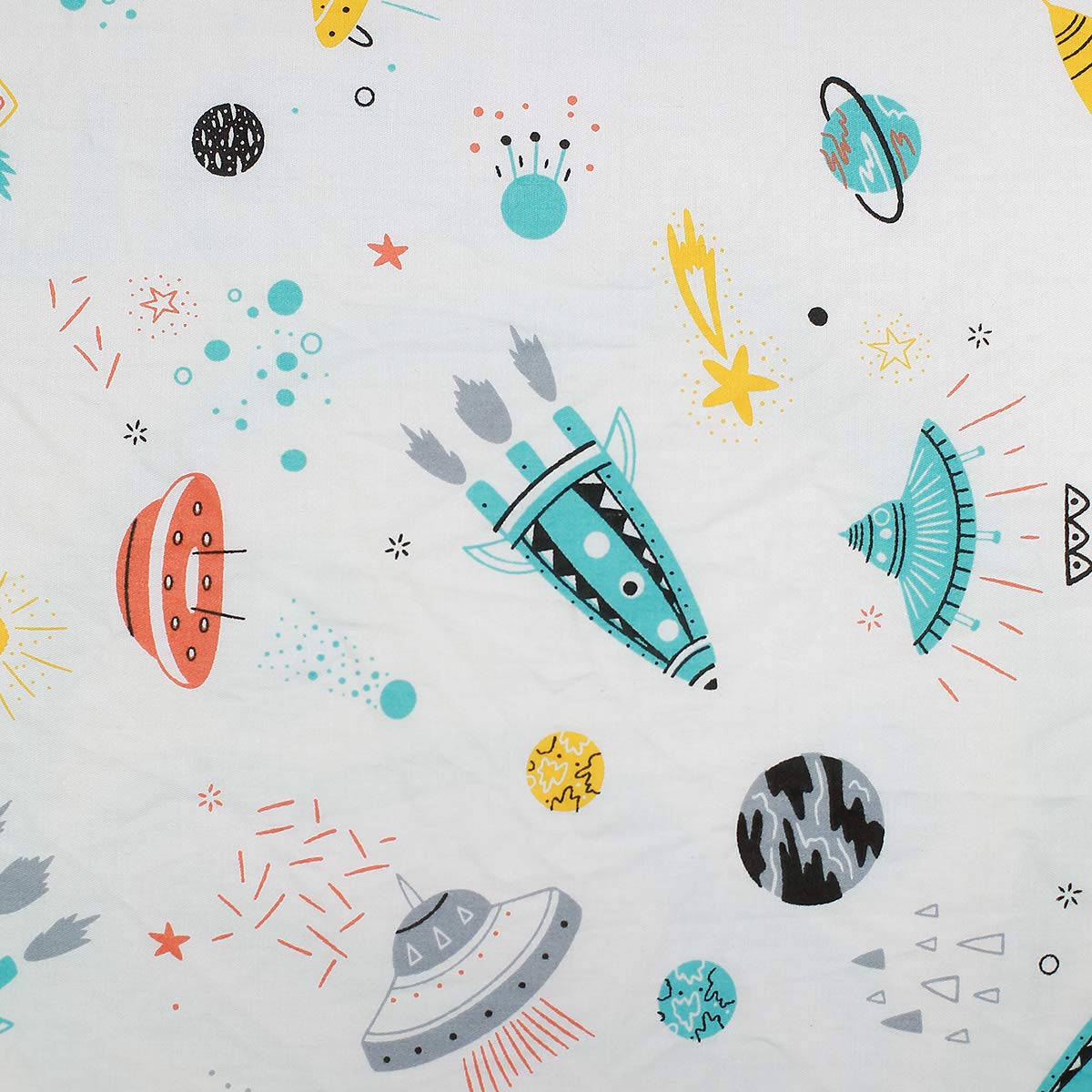 Astronaut Space Galaxy Baby Crib Sheet Outerspace Adventures 100% Soft Breathable Microfiber Baby Sheet Fits Standard Size Crib Mattress 28in x 52in Nursery Sheet -by UOMNY