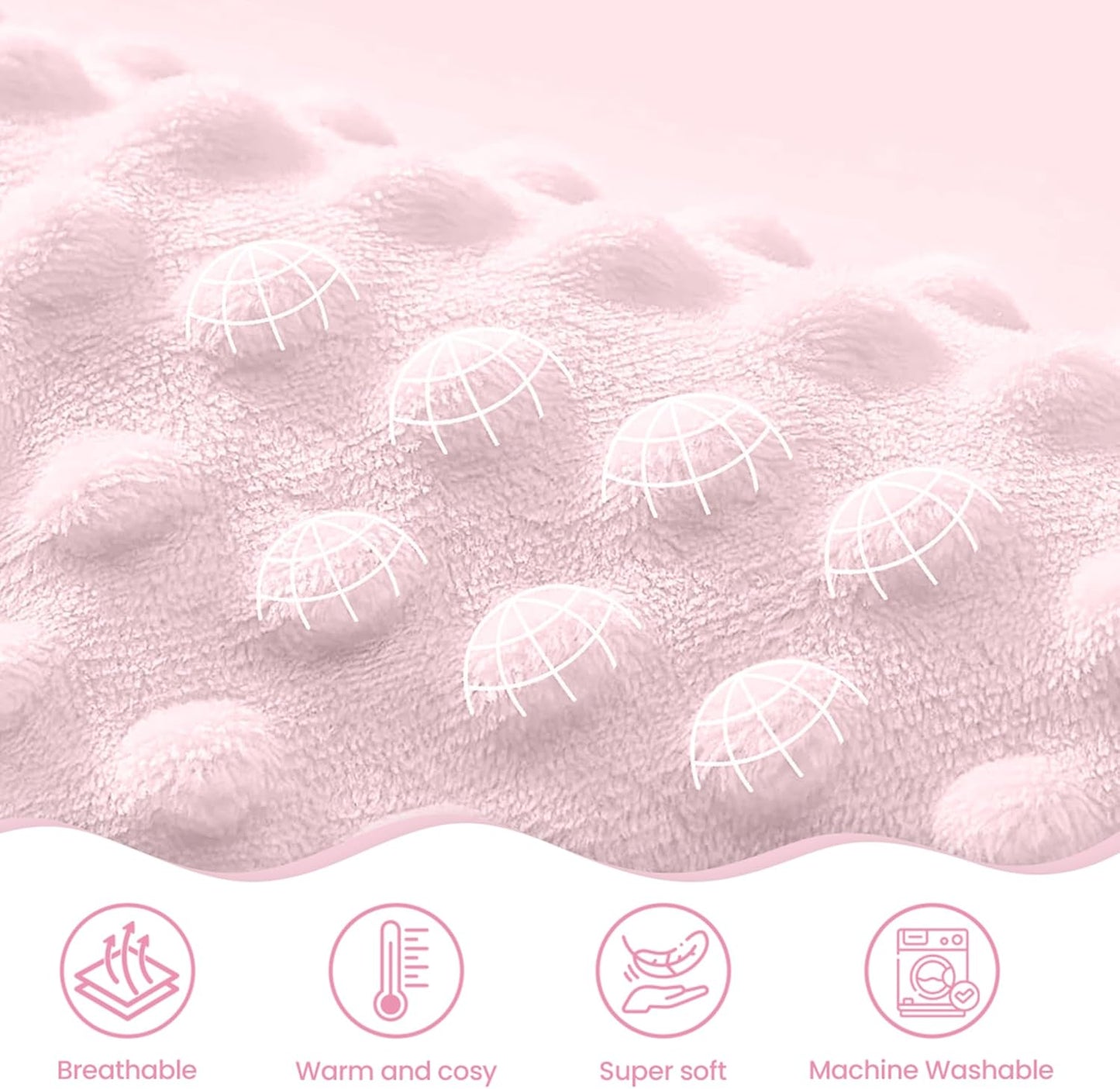 Daisy Minky Baby Blanket 30 x 40 Inches for Girls, Soft Plush Receiving Blanket with Dotted Back, Gift for Toddler Newborn Infant Christmas Birthday Baby Shower