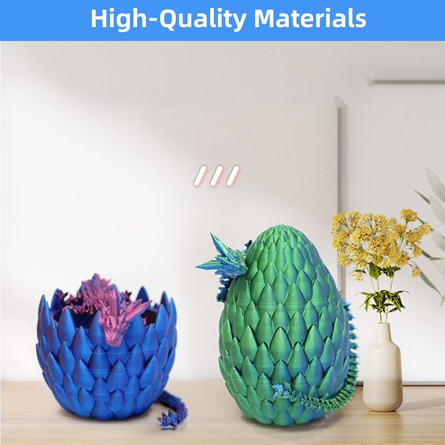 3D Printed Dragon-Flying Articulated Dragon|3D Printed Dragon Eggs with Dragon Inside|Eco-Friendly Crystal Dragon-Mystery Dragon Egg,Adults Fidget Toys for Autism ADHD (Flying Dragon/Laser Blue)