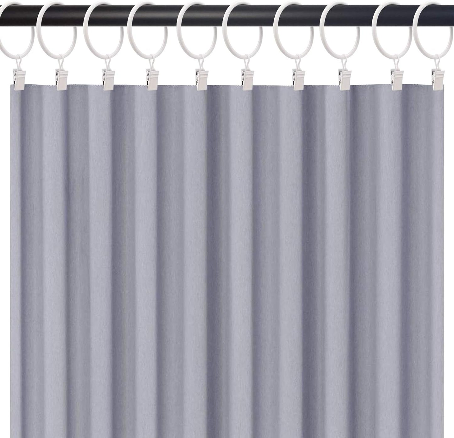 40 Pack White Curtain Rings with Clips, Curtain Hooks Hangers Clip Rings for Hanging Drapes Bows Hat, Drapery Rings 1.77 in I D, Fits up to 1.5 in Diameter Curtain Rod.