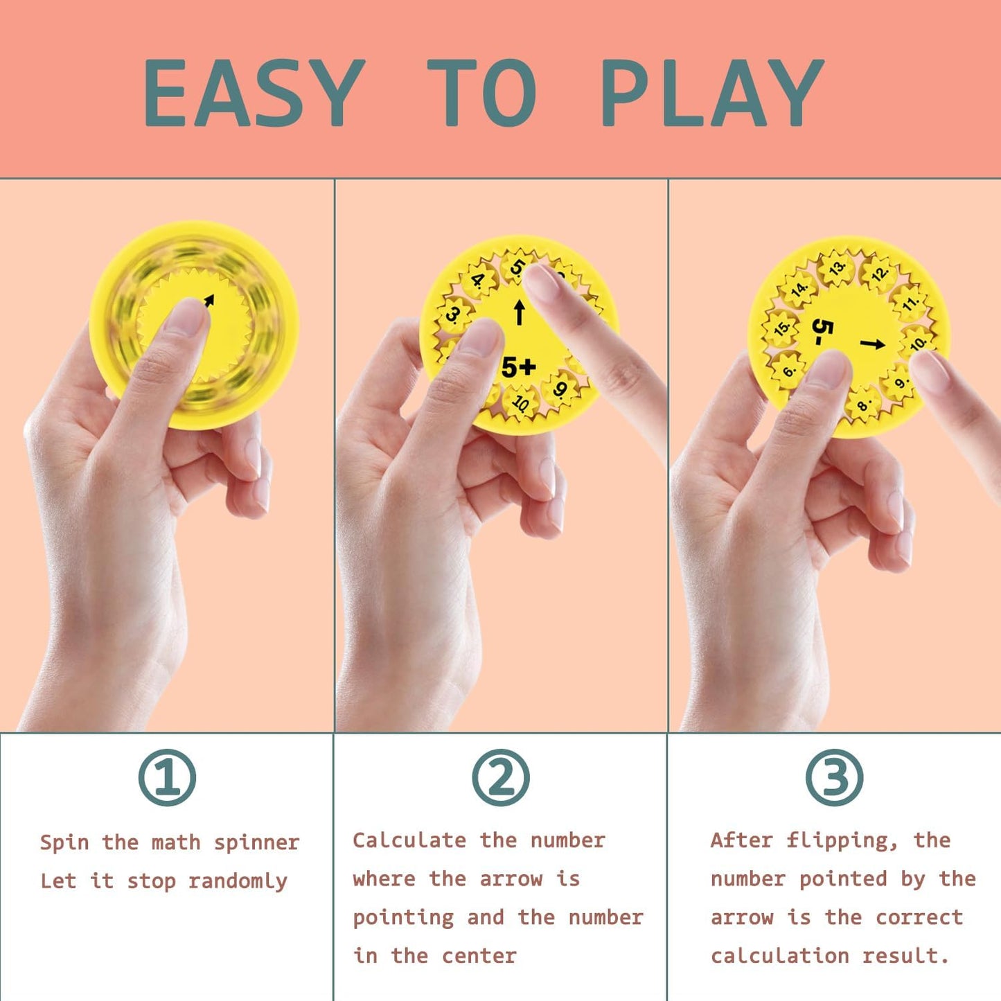 9PCS Math Fidget Spinner Math Fact Fidget Spinners Numbers Addition & Subtraction Fidget Math Fidget Toy Math Learning & Education Toys Game for Kids Kindergarten Home School Classroom