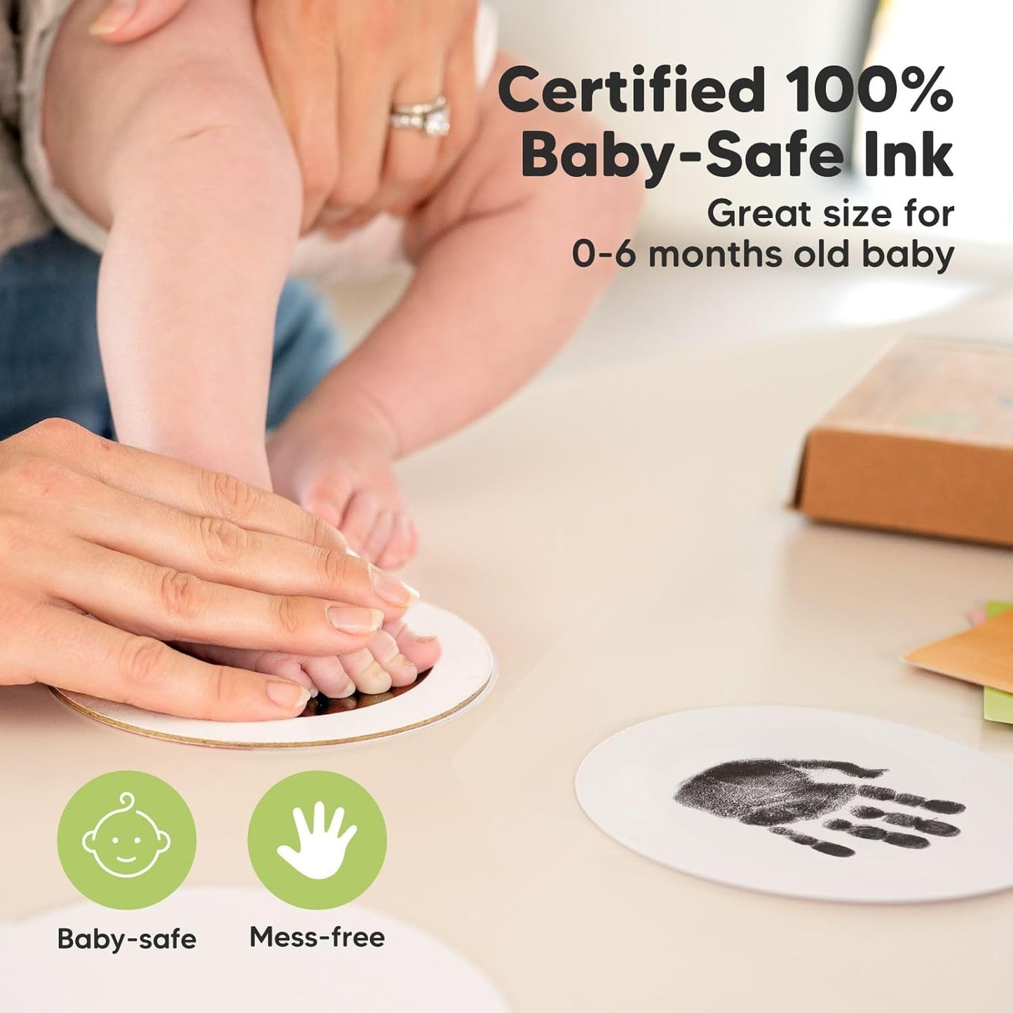 2-Pack Round Inkless Baby Hand and Footprint Kit - Mess Free Ink Pad for Newborn Keepsake, Dog Nose & Paw Print Kit, Clean Touch Ink Pad for Baby Hand & Footprints,Ideal New Mom Gifts (Jet Black)