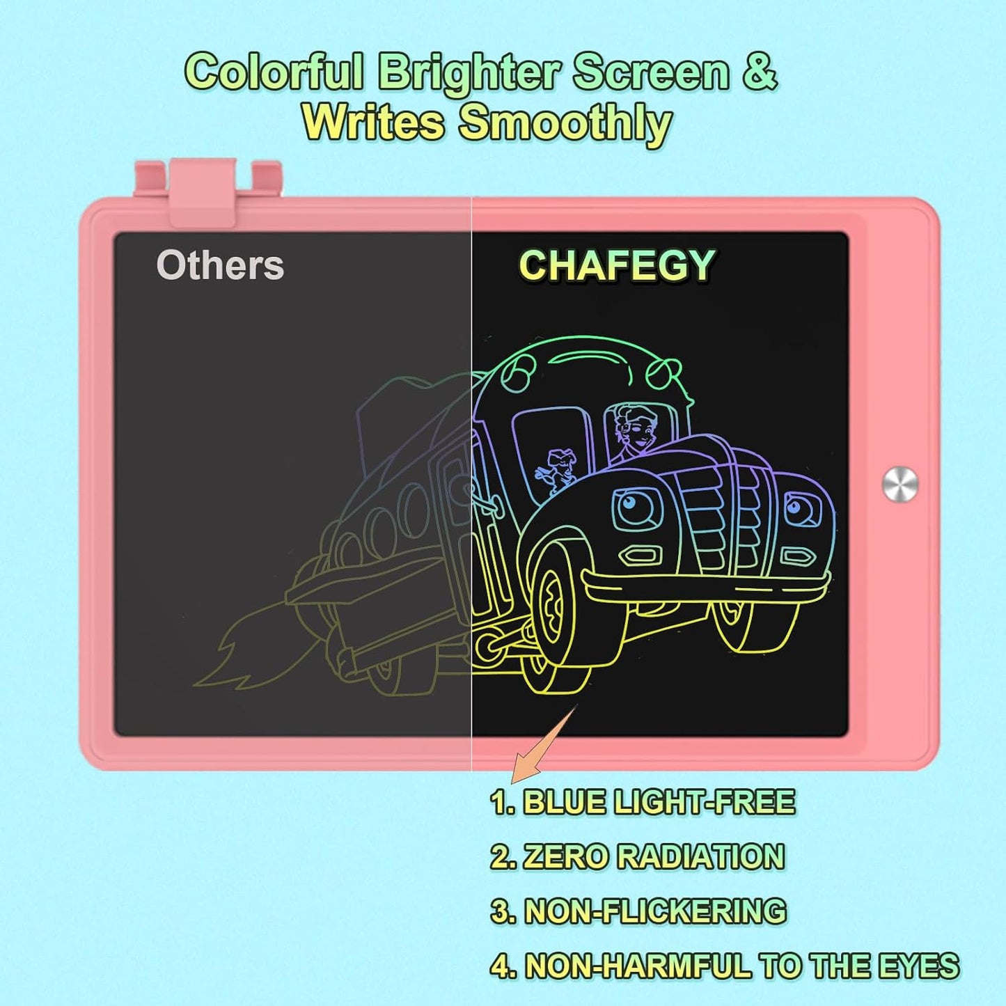 10.5 Inch LCD Writing Tablet for Kids, Colorful Toddler Doodle Board - Erasable Drawing Pad, Educational Learning Toy for Ages 3-8 - Valentine's Day Christmas Birthday Gifts (10.5 Inch, Pink)