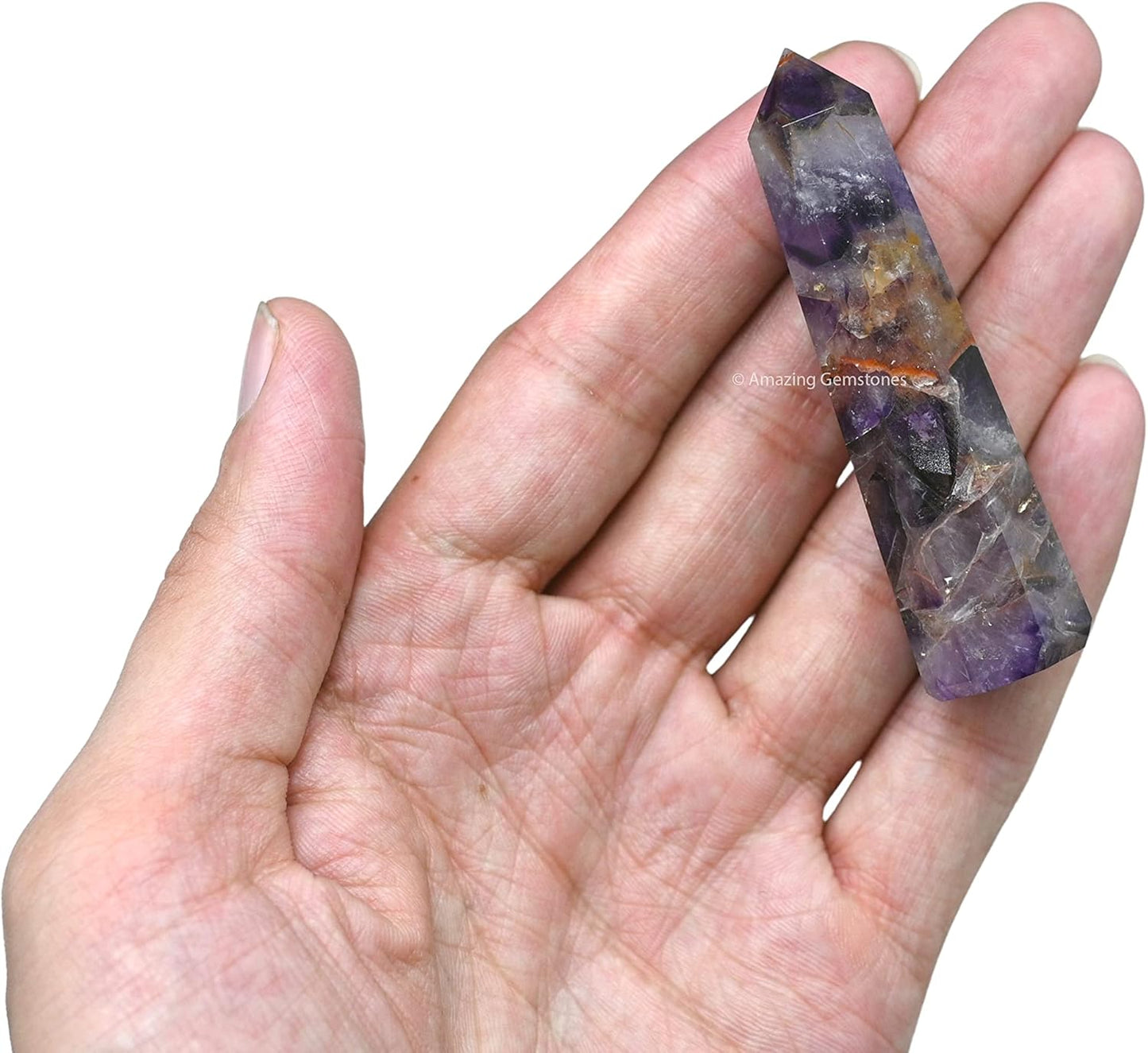 Amazing Gemstone Amethyst Chevron Crystal Towers ~ Natural Healing Crystal Point Obelisk for Reiki Healing and Crystal Grid (3- Inch)