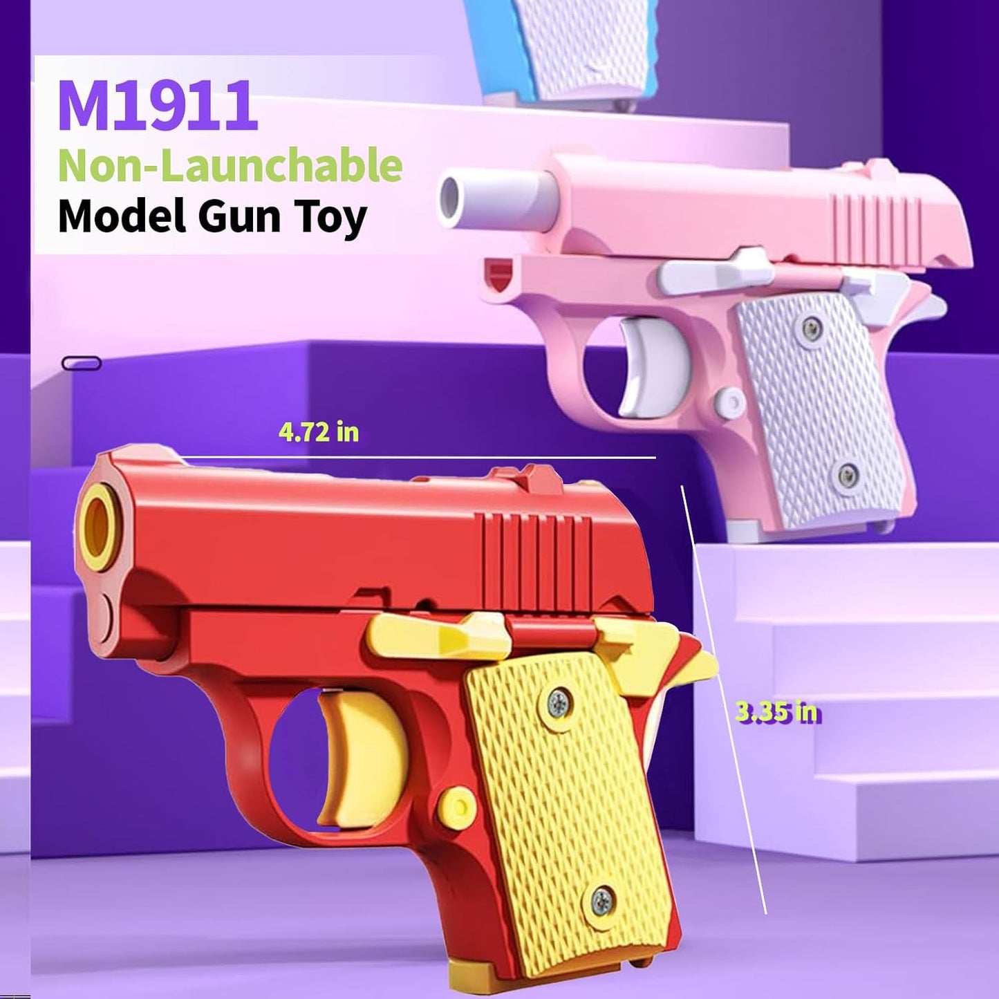 1911 3D Printed Small Pistol Toys, Stress Relief Pistol Toys for Adults, Fidget Toys Suitable for Relieving ADHD, Anxiety, Suitable Toys for Friends Adults and Kids Best Gift
