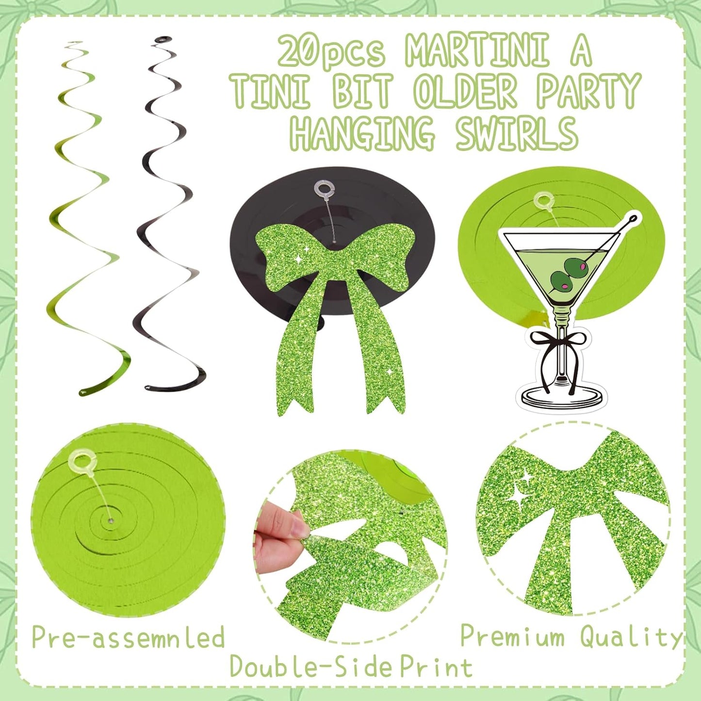 A Tini Bit Older Birthday Decorations, Pre-Strung Banners and 20 Hanging Swirls, Martini Party Decorations, Funny Adult Birthday Party Décor for Girls Women