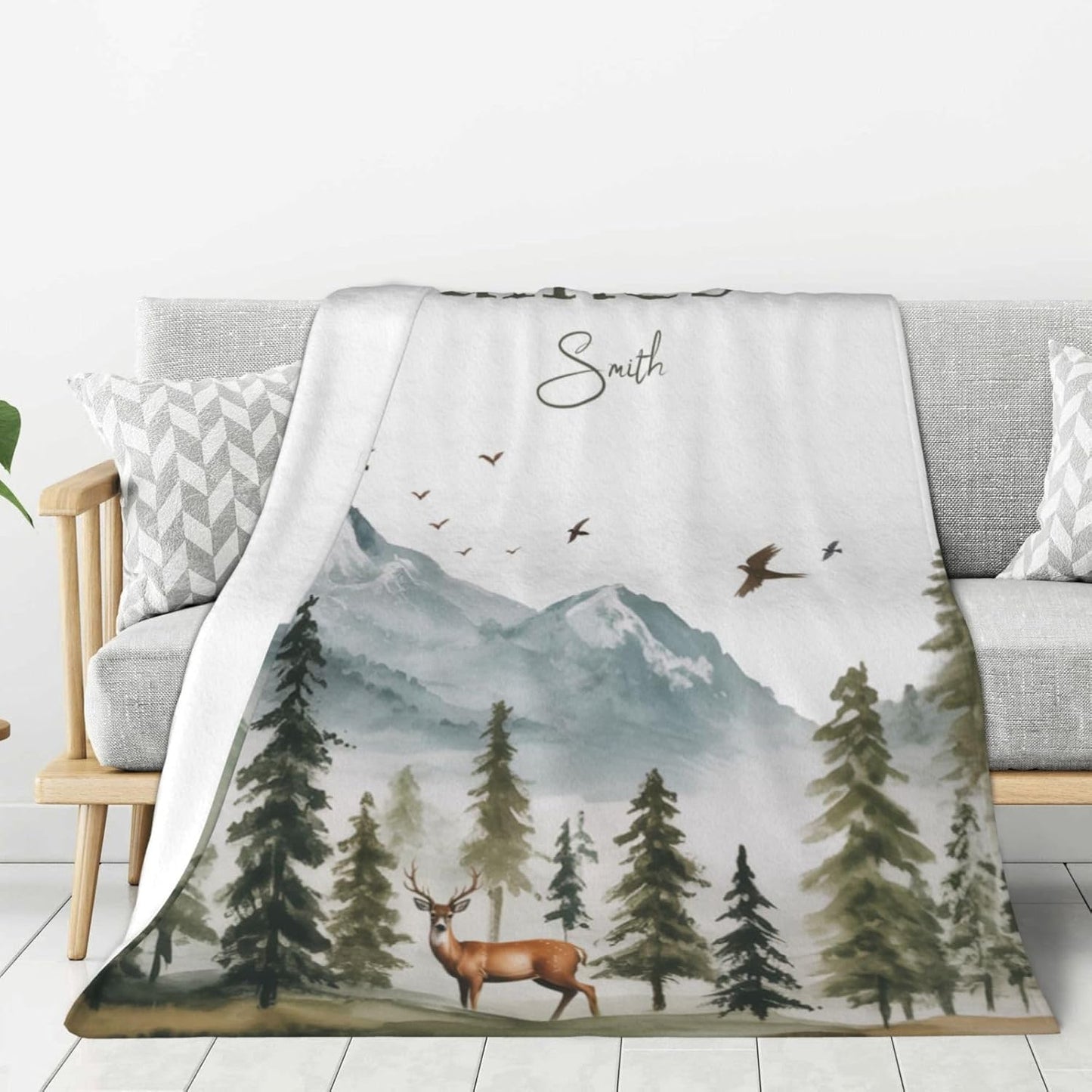 Personalized Baby Blanket for Boys Girls Custom Baby Blanket with Name Newborn Expect Mom Toddlers Kids Customized Gifts for Baby Shower Birthday Christmas Super Soft Cozy Flannel Bed Throw Blanket