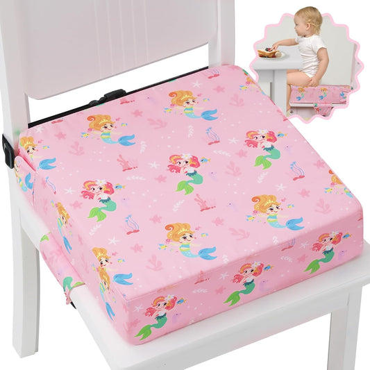 Booster Seat for Kitchen Chair with Adjustable Straps, Toddler Booster Seats for Dining Table Portable for Travel Camping Eating, Booster Cushion for Table for Baby Child Infant Kid Boy Girl