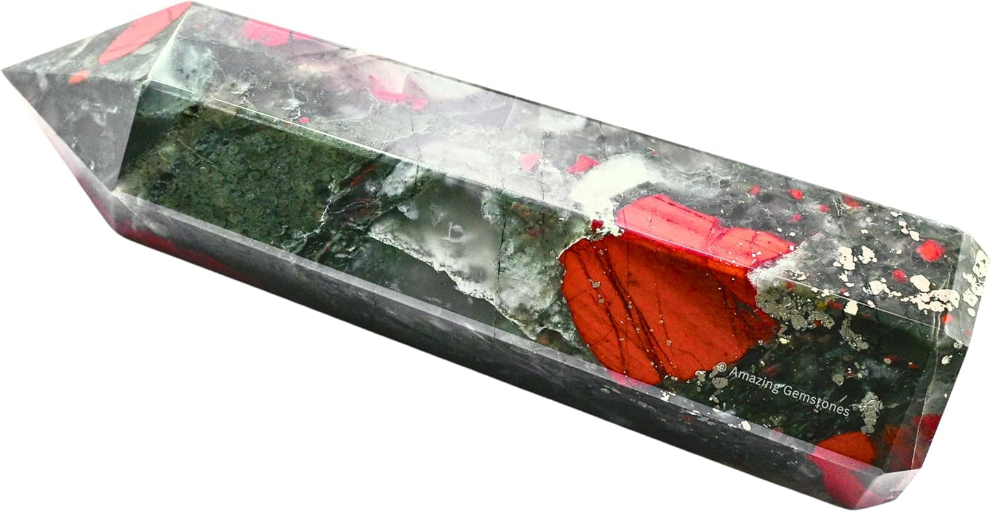 Amazing Gemstone Large African Bloodstone Crystal Towers ~ Natural Healing Crystal Point Obelisk for Reiki Healing and Crystal Grid (5.5" to 6" Inch)