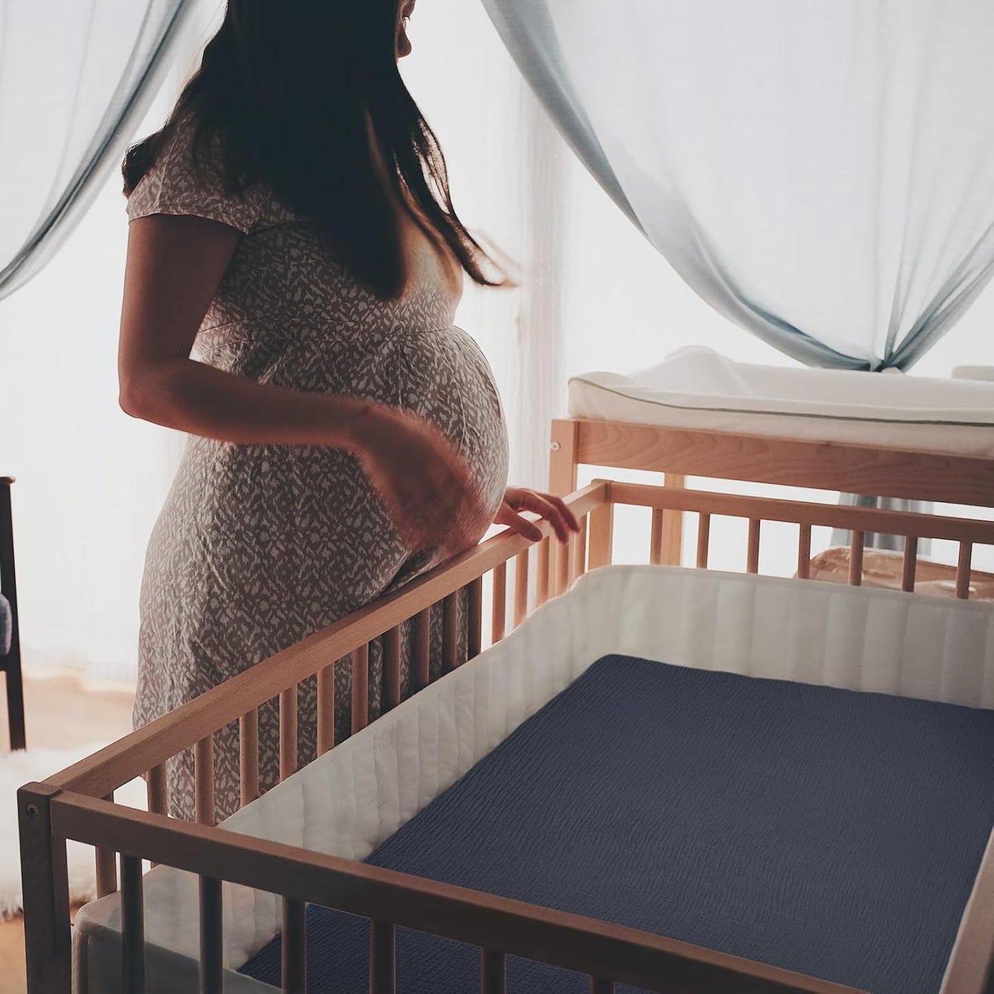 lulumoon Baby Muslin Crib Sheets - Toddler Cotton Fitted Crib Sheets Neutral for Boys and Girls 2Pack