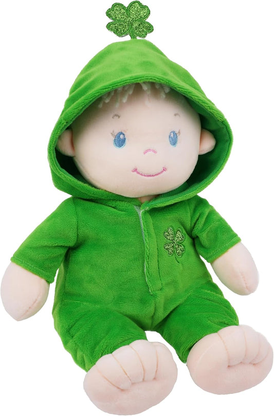 June Garden 12" Sweet Dolly Clover - Plush Baby Doll for Birth and Up - Saint Patrick's Day Edition