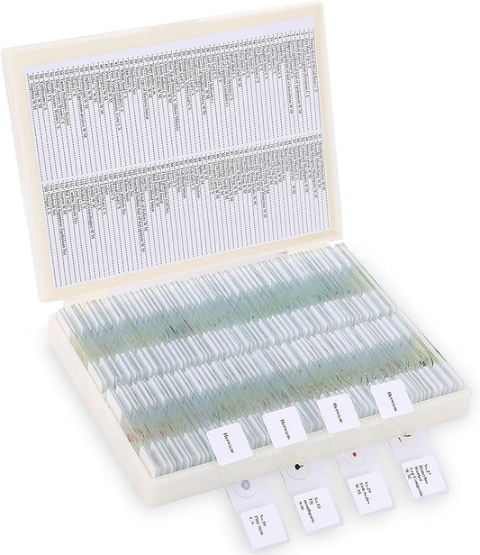 120-Pcs Microscope Slides with Specimens,Pre-Made Glass Slides with Specimens,Educational Microscope Slides and Covers for Young Scientists,Perfect for Biology Class and Experiments