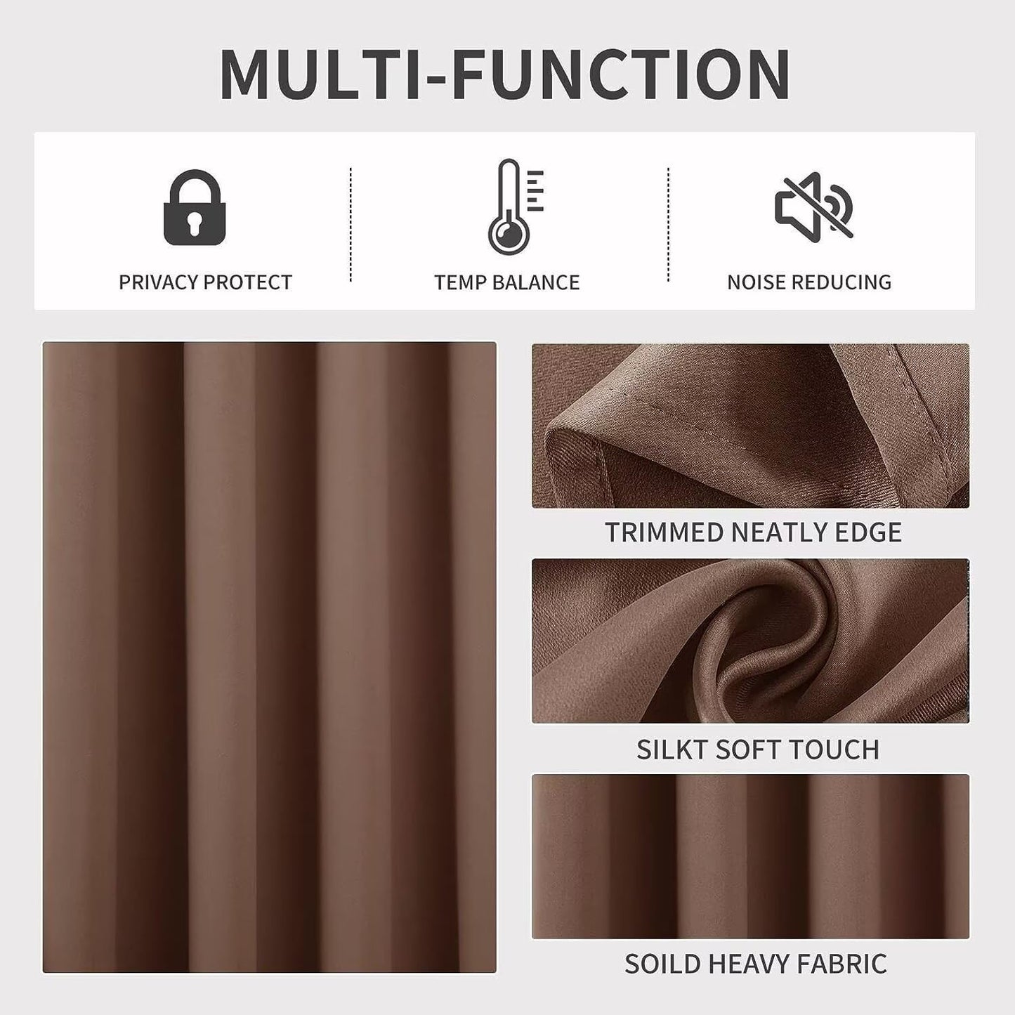 Joydeco Blackout Curtains 45 inch Length 2 Panels Set, Thermal Insulated Long Curtains & Drapes 2 Burg, Room Darkening Grommet Drapes for Bedroom Living Room Windows (W52 x L45 Inch, Brown)