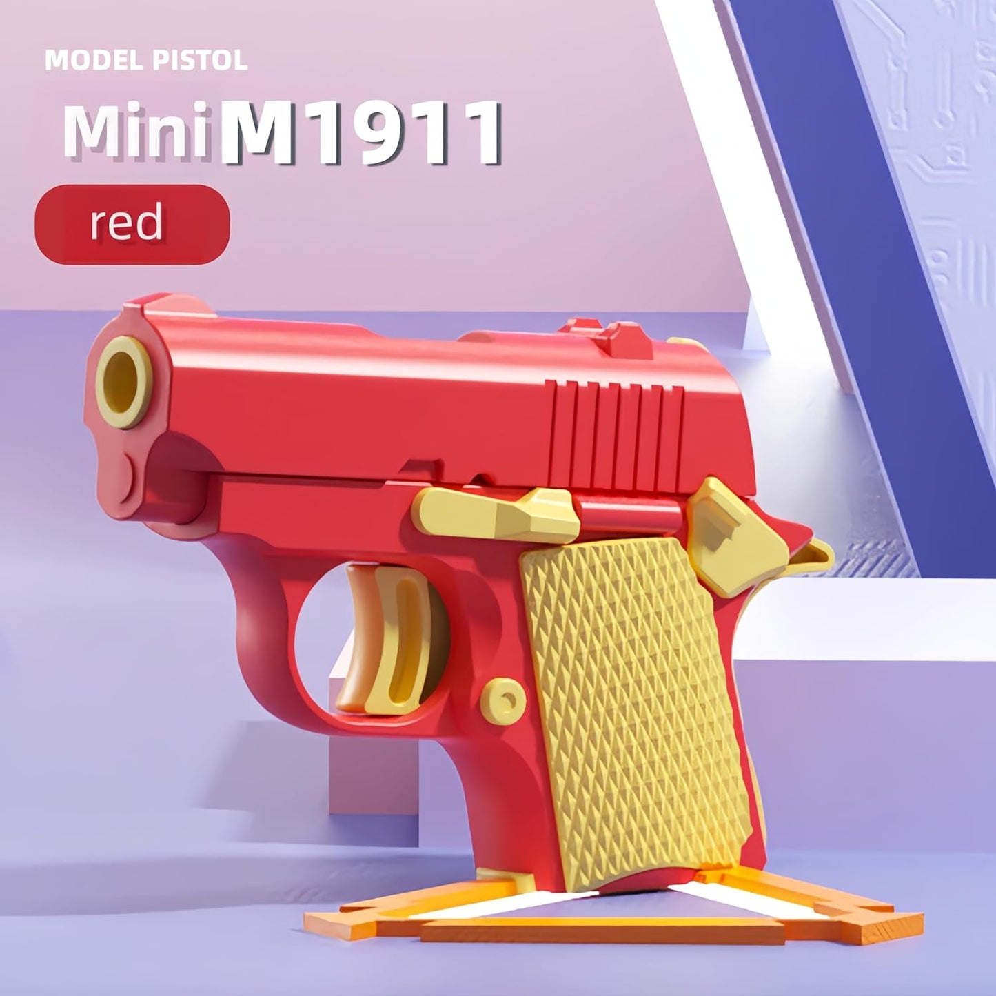 1911 3D Printed Small Pistol Toys,Suitable Toys for Adults and Kids, Stress Relief Pistol Toys for Adults, Suitable for Relieving ADHD, Anxiety, Best Gift for Adults and Kids (RedYellow)