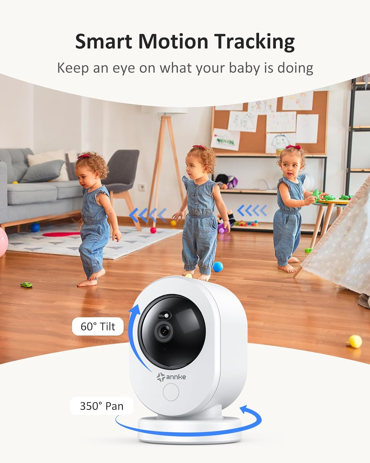 ANNKE 4K UHD House Cameras with Audio and Video, Crater Reno 2.4/5 GHz WiFi Pan & Tilt Camera, 8MP Night Vision, 2-Way Audio, Smart Human Detection, Ideal for Pet/Baby Monitor,Works with Alexa