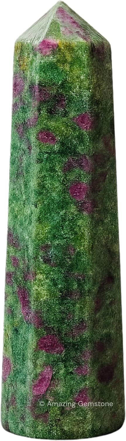 Amazing Gemstone Ruby Fuchsite Crystal Towers - Natural Healing Crystal Point Obelisk for Reiki Healing and Crystal Grid (3 Inch)