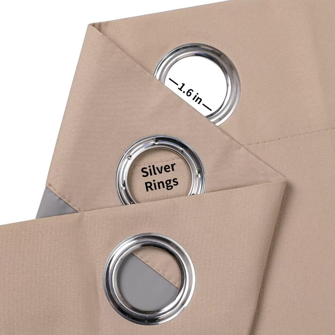 Joydeco Taupe Blackout Curtains 72 Inches Long, Short Blackout Curtains 2 Panels Sets for Bedroom Living Room, Room Darkening Drapes 72 Inches Long Solid Drapes&Curtains for Windows with Grommets