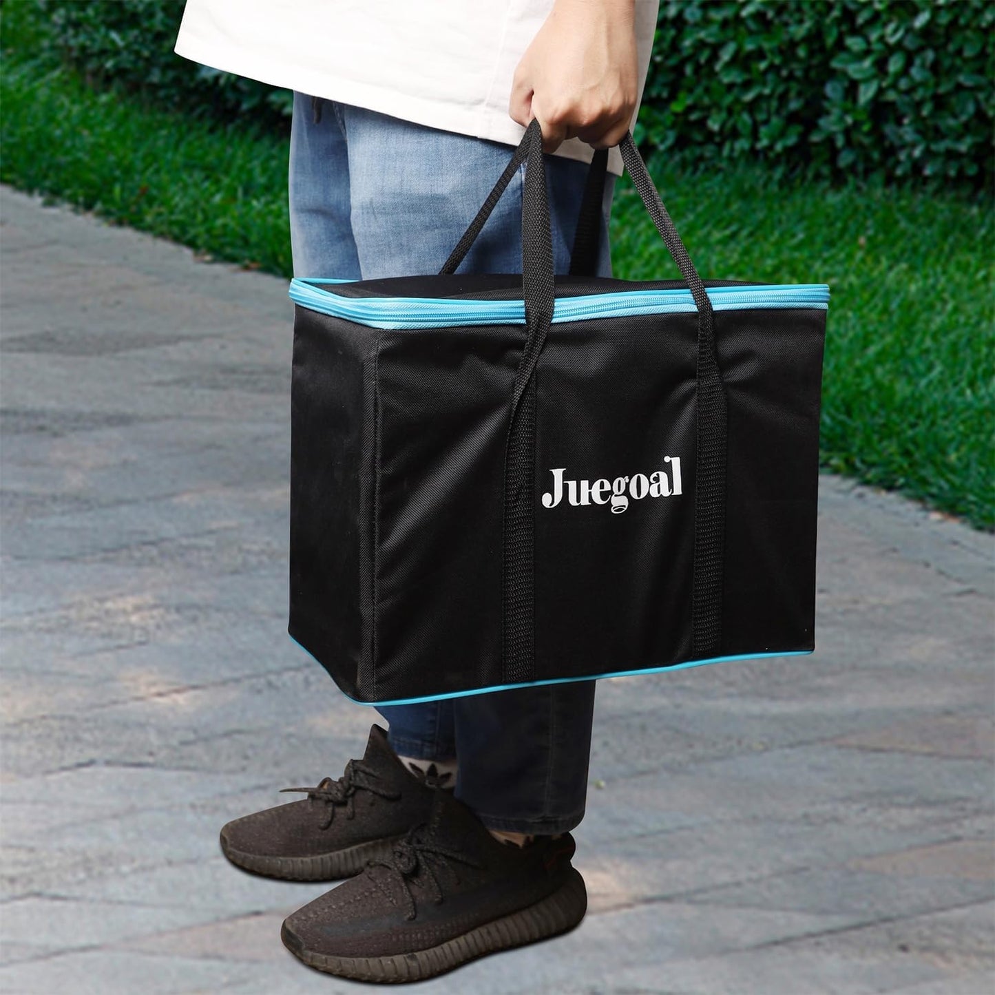 Juegoal 54 Piece Giant Tumble Tower Grey for Adult Kids Family, Wooden Block Stacking Game with Gameboard & Canvas Bag, Outdoor Games for Backyard Lawn Party Playing, 6.9 x 6.9 x 24 Inches,X-Large