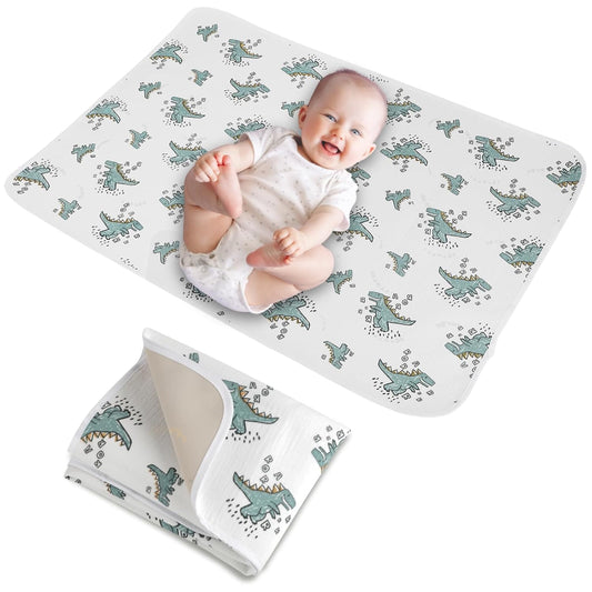 Baby Diaper Changing Pad, 19.7"x25.6" Waterproof Changing Pad Liners with 100% Muslin Cotton Front Top and Leather Back, Soft and Absorbent Portable Changing Mat for Travel, Changing Station