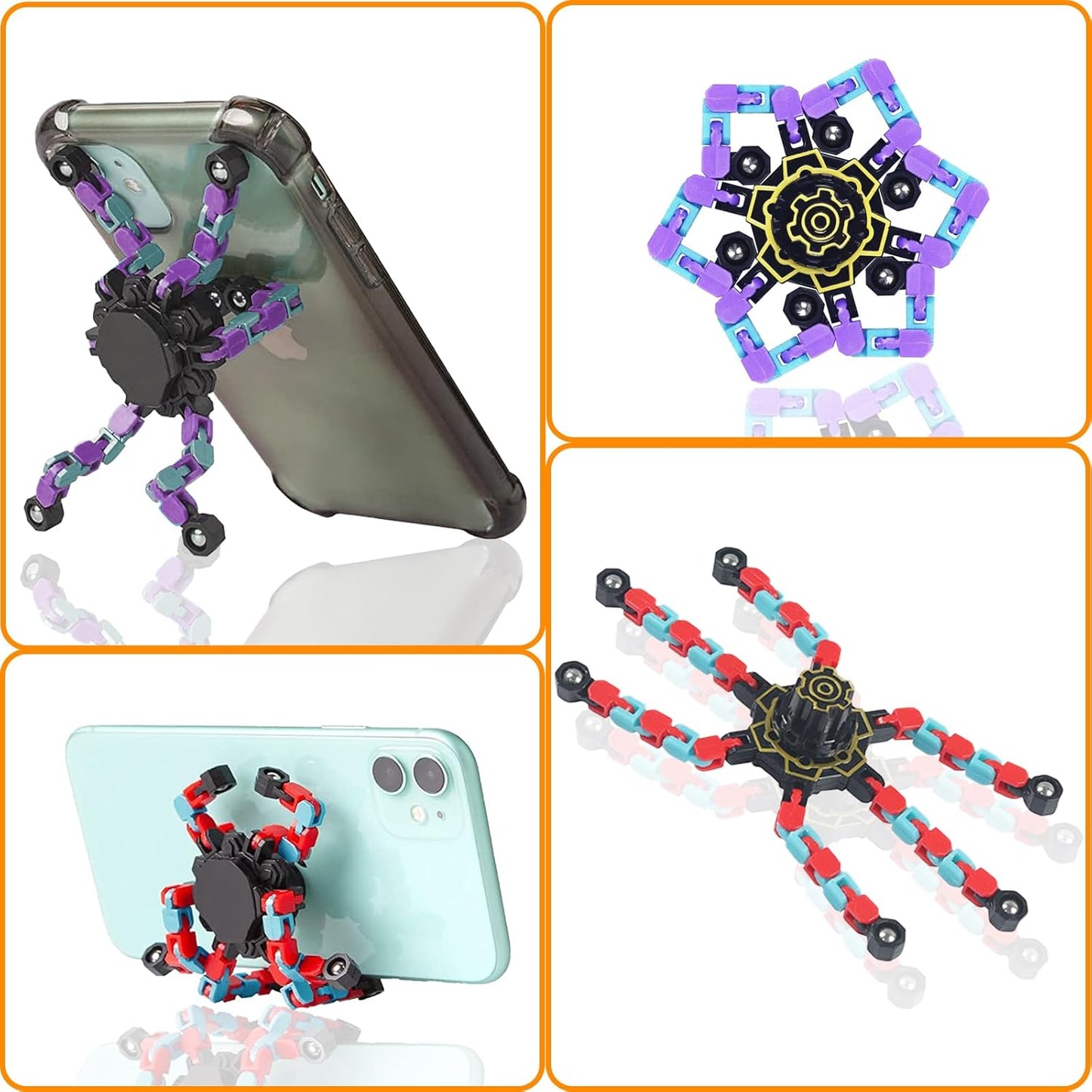 8 PCS Noctilucent Transformable High Speed Rotation Fidget Spinners Toys for Kids and Adults Stress Relief Fingertip Toys for Boys and Girls Fingertip Gyros for ADHD Autism for Kids