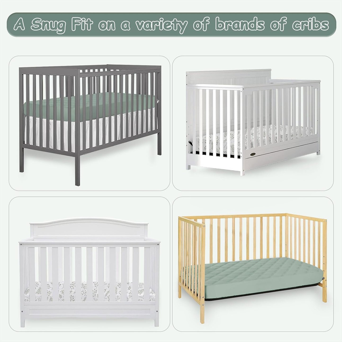 Yoofoss Waterproof Crib Mattress Protector 2 Pack, Quilted Crib Mattress Pad Cover Ultra Soft and Breathable, Machine Washable Toddler Mattress Protector for Standard Baby Crib Size 52''x28''