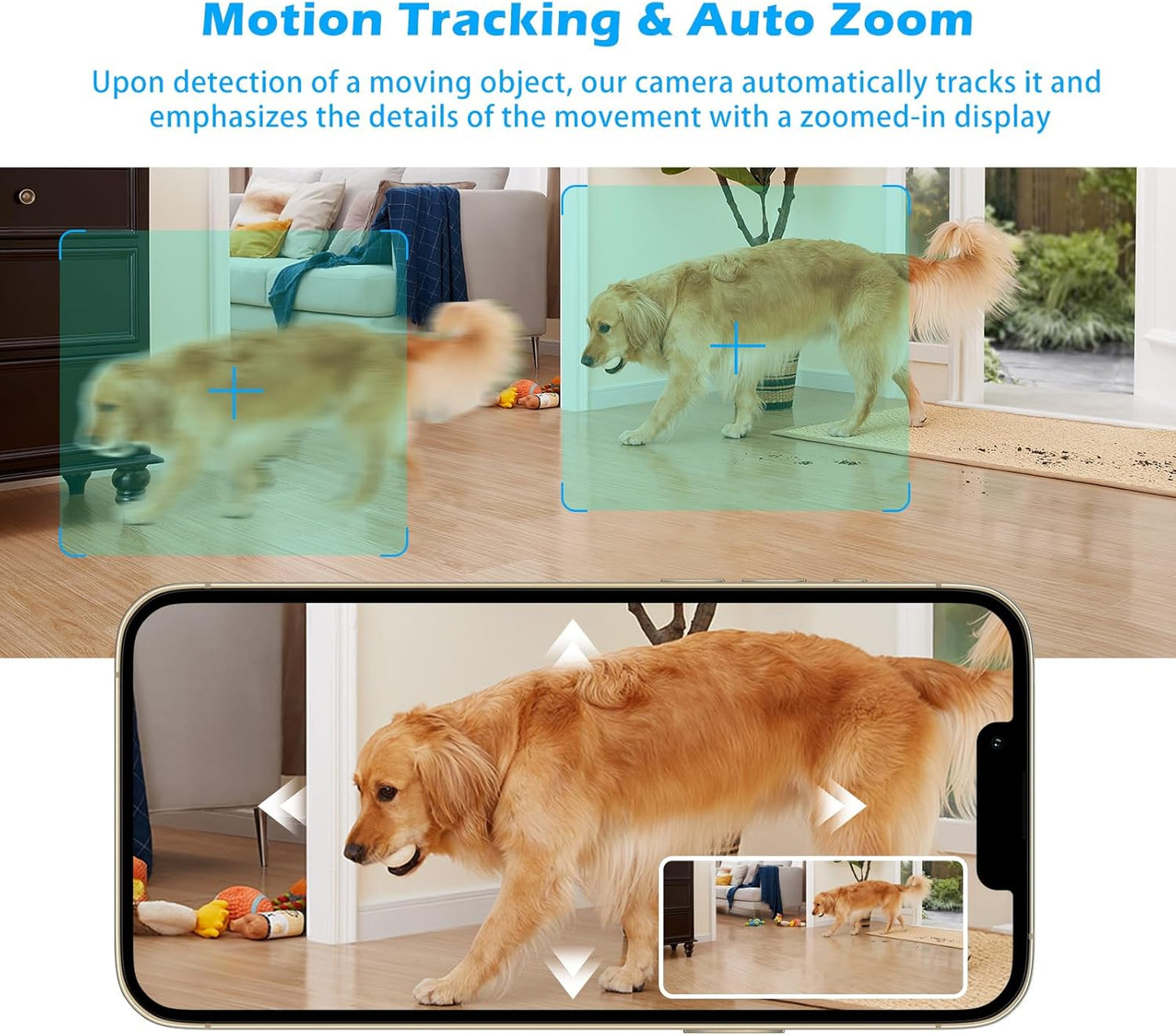 Indoor Pan/Tilt Security Camera, 5G WiFi Home Cameras for Baby Monitor/Pet Camera, Auto-Focus and Zoom, Motion Detection, 2-Way Audio, Siren, Color Night Vision, Cloud & SD Card Storage