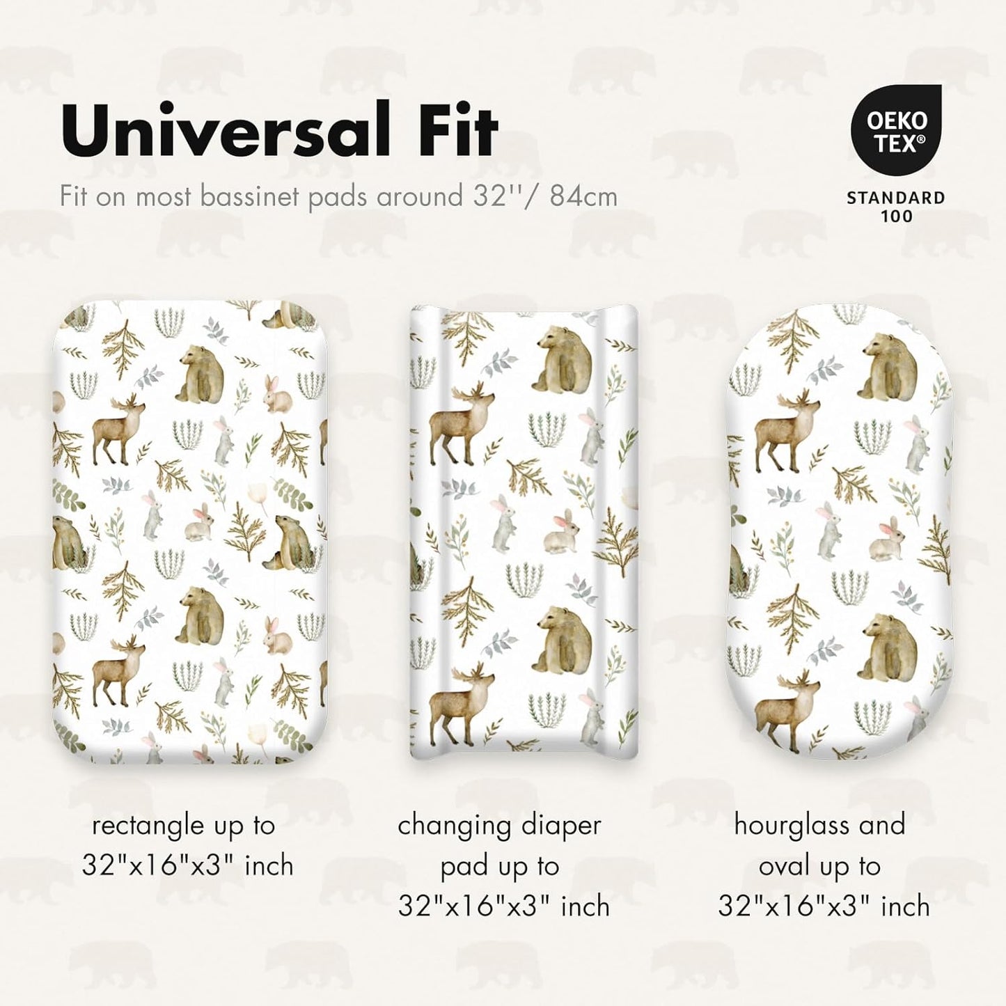 Gllquen Baby Bassinet Sheets 4 Pack, Breathable Cozy Fitted Mattress Sheet, Elastic Travel Crib Fashionable Floral Pattern, Standard Cradle Safe Sheets for Baby Boys Girls 32"x16" (Bear)