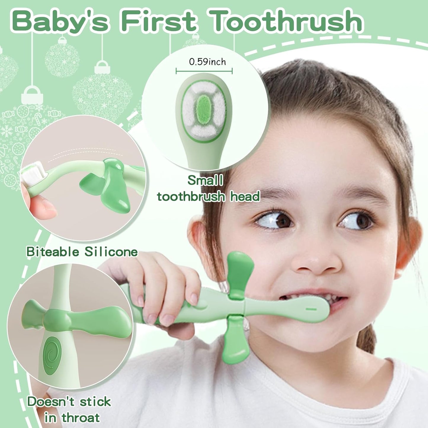 Kids Toothbrushes 2 Pack,Soft Bristle Toothbrushes for Baby 1-3 Years Old Cute Dinosaur Toothbrush for Toddlers Baby's First Training Toothbrush Anti-Strike Throat Not Easy to Shed Bristles