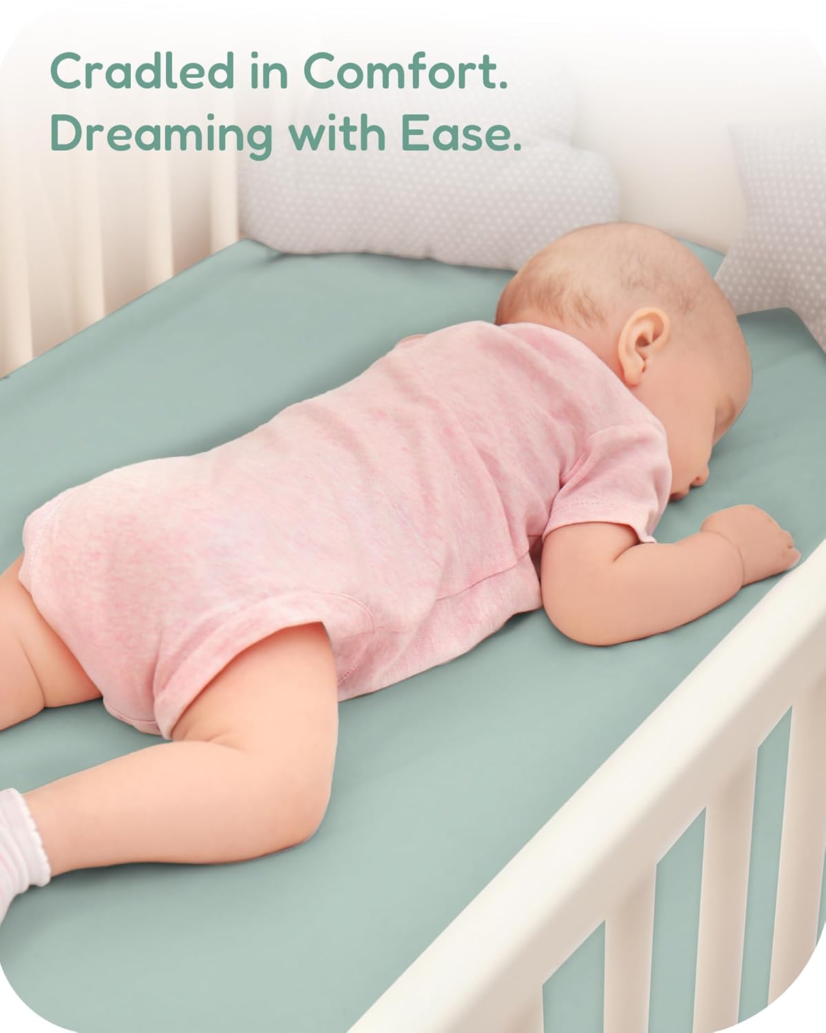 Baby Crib Sheets for Standard Crib Mattress - Green+Leaf, Ultra Soft and Durable, Cozy and Breathable, Fits 28''x52''x9'' Extra Deep Pocket