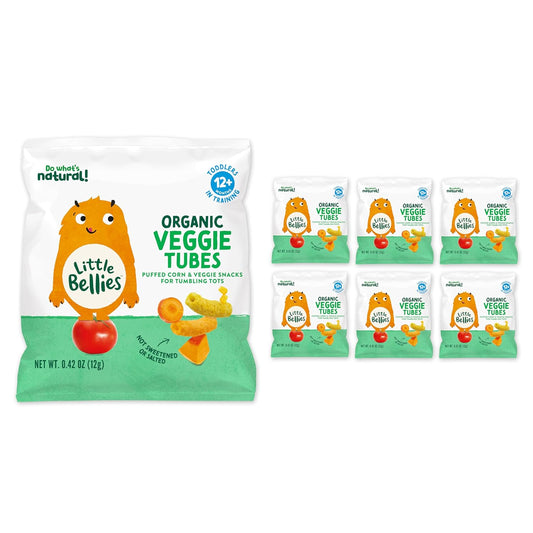 Little Bellies Organic Veggie Tubes Toddler Snack (Pack of 7 x 0.42 oz Individual Packs)
