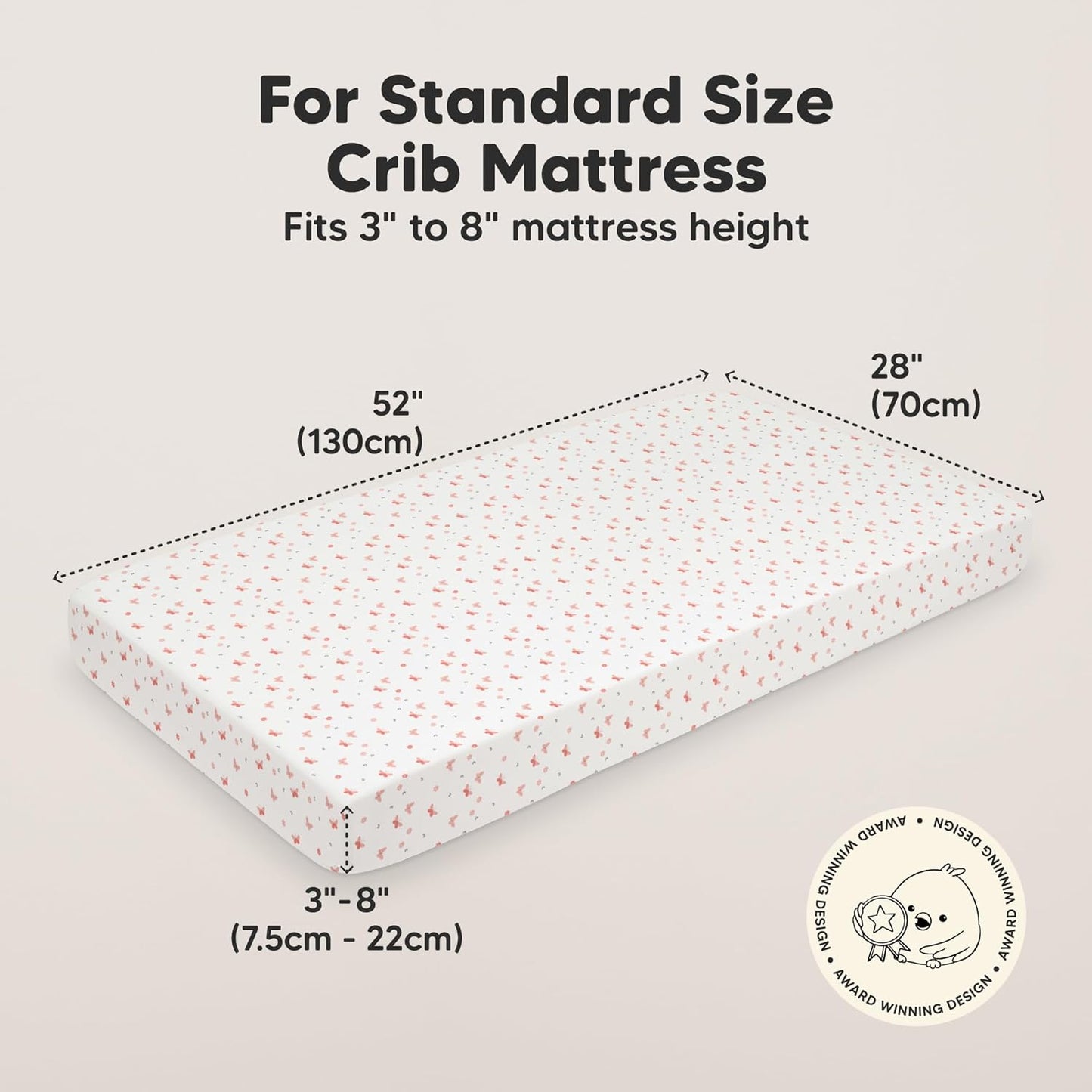 KeaBabies 2-Pack Organic Crib Sheets for Boys, Girls - 52x28 Fitted Crib Mattress Sheet Neutral, Breathable Jersey Cotton Cover for Baby Bed, Toddler Mattress, Soft & Cute Prints (Butterflies)