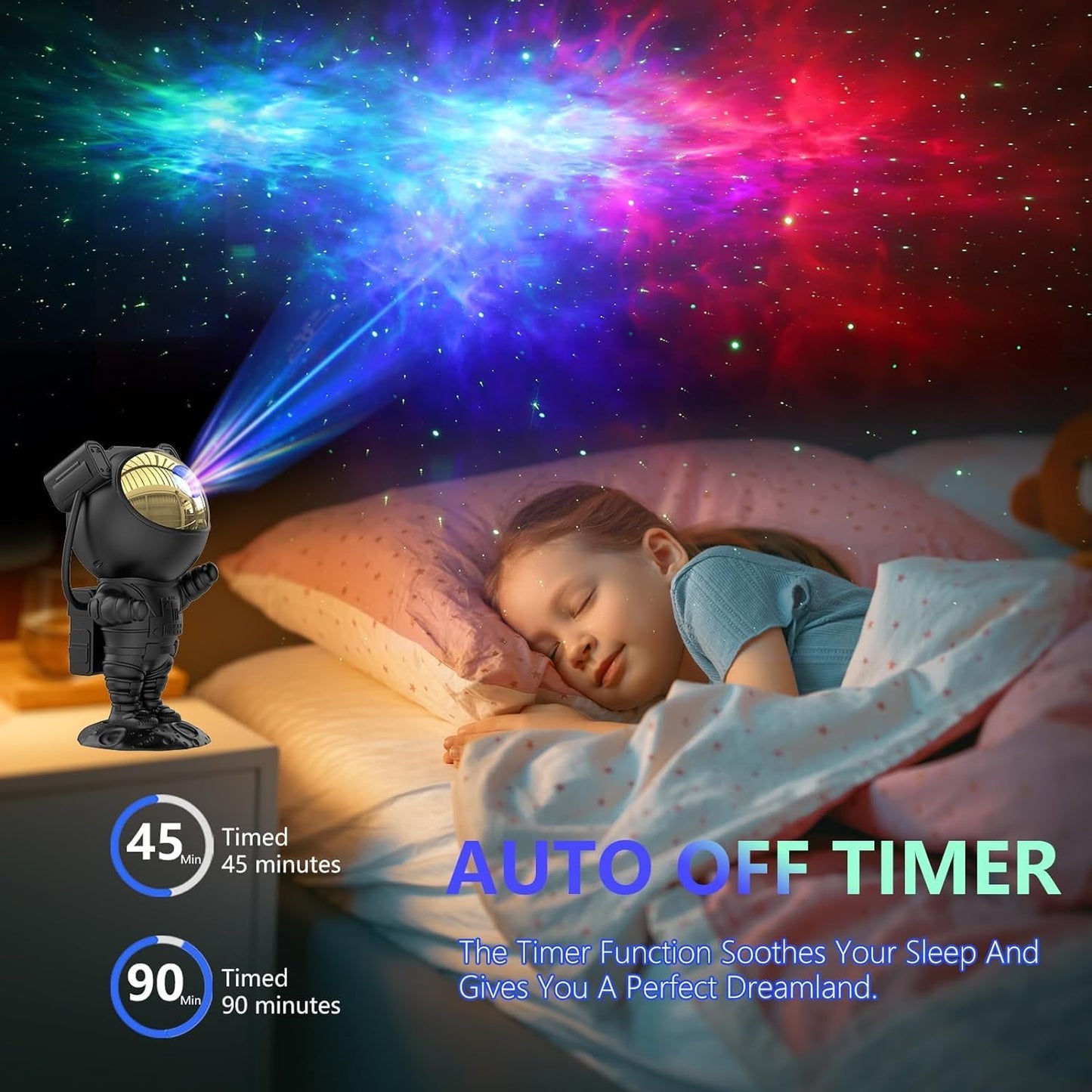 Astronaut Galaxy Projector Night Light,Star Projector Galaxy Light with Nebula,Starry Ceiling LED Lamp Space Buddy Projector with Timer and Remote for Bedroom,Kids Room Decor, Birthdays Gift(Black)