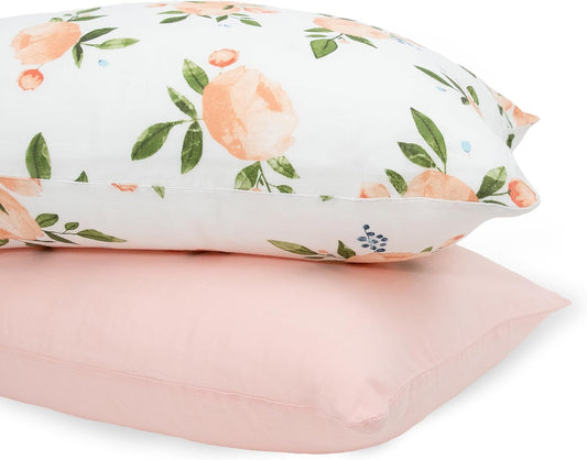 Little Unicorn Standard Pillowcase 2 Pack | Super Soft & Breathable Muslin Fabric | Snug Envelope Closure (Watercolor Roses Grande 2)