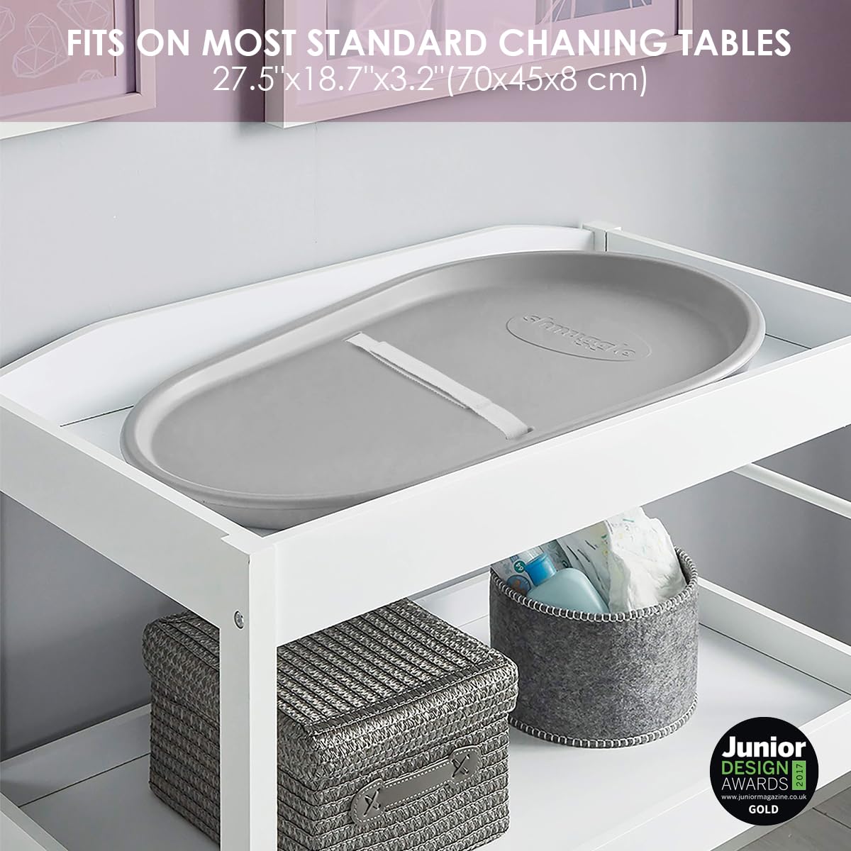 Changing Essentials Bundle - Squishy Changing Mat Grey + Eco-Touch Diaper Bin + Better Bag Liners - Wipeable, Odor-Locking, Eco-Friendly, No Costly Refills