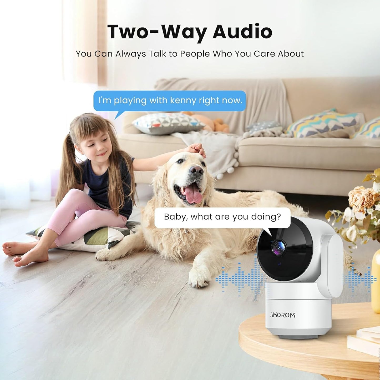 2 Pack Indoor Security Camera, Home Security Cameras Wireless, 360° Pan Tilt Baby/Pet Monitor with Night Vision, Motion Detection, 2-Way Audio, Works with Alexa & Google Assistant, 2.4GHz WiFi Only