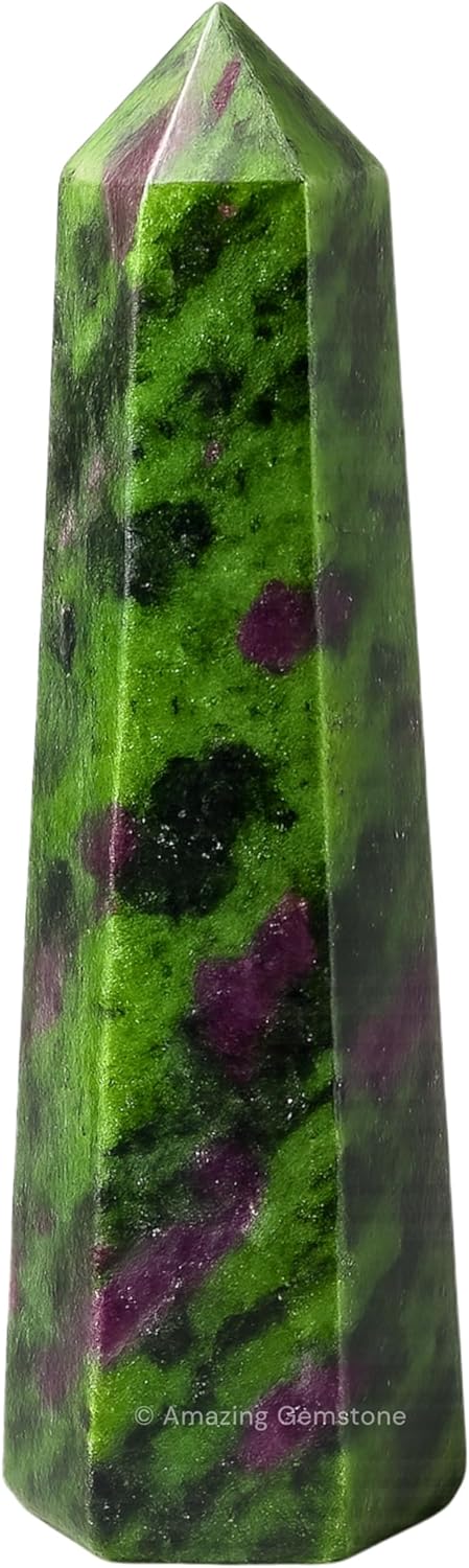 Amazing Gemstone Ruby Zoisite Crystal Towers - Natural Healing Crystal Point Obelisk for Reiki Healing and Crystal Grid (3 Inch to 4 Inch)
