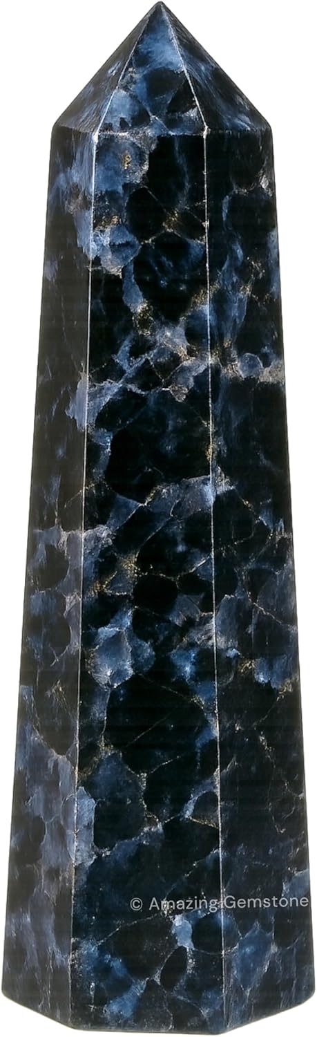 Amazing Gemstone Indigo Gabbro Crystal Towers - Natural Healing Crystal Point Obelisk for Reiki Healing and Crystal Grid (3 Inch)