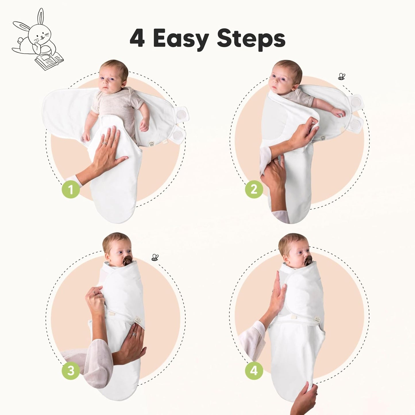 3-Pack Organic Baby Swaddle Sleep Sacks - Swaddles for Newborns, Infant 0-3 Months, Baby Girls, Boys, Soft & Snug Newborn Sleep Sack, Nursery Swaddling Blankets (Sage, XS)