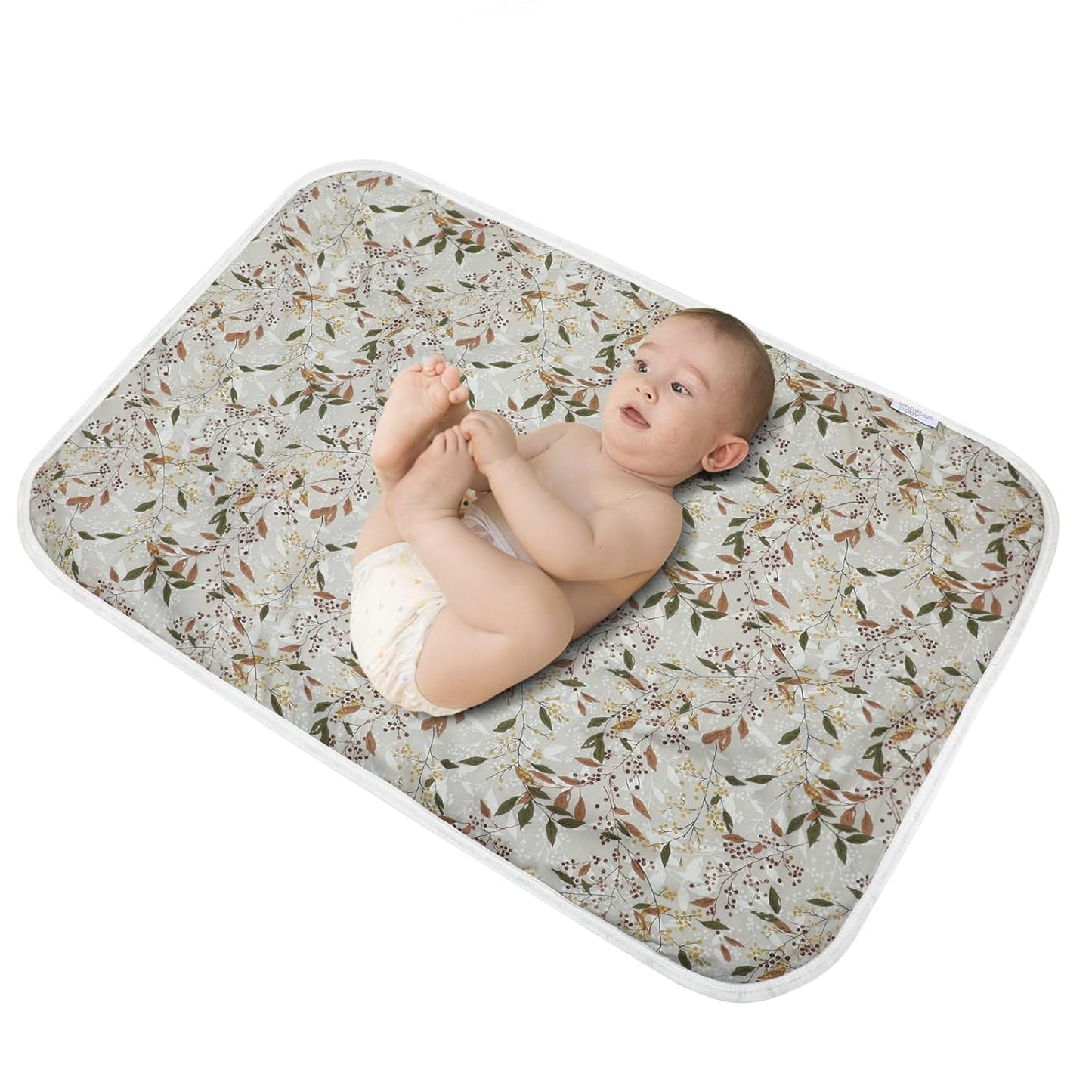 Baby Diaper Changing Pad, 21 5/8" x 31.5" Waterproof Changing Pad Liners - Reusable Soft and Absorbent Portable Changing Mat(Leaf1PCS)