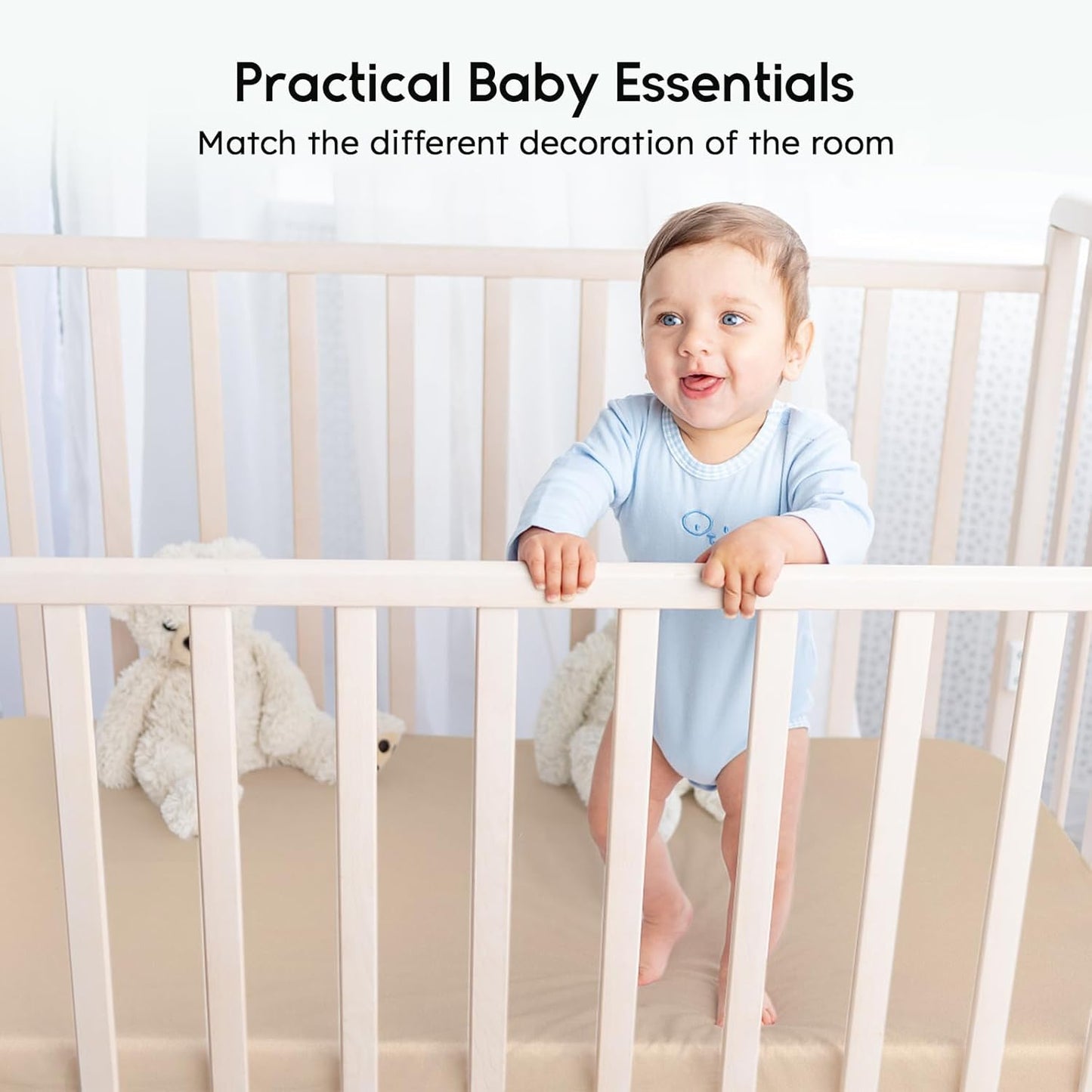 Yoofoss Baby Crib Sheets for Boys Girls, Fitted Crib Sheet 2 Pack for Standard Crib and Toddler Mattress, Super Soft Microfiber Baby Sheet 28x52x8in(Apricot-Green)