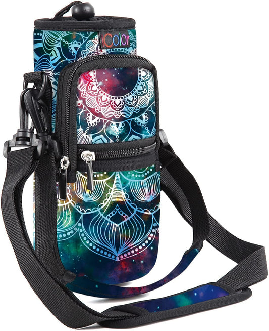 icolor Water Bottle Carrier Bag with Strap 25/32/40 oz Crossbody Bottle Holder with Phone Pocket Sling Sleeve Insulated Neoprene Water Bottle Pouch for Walking Travelling