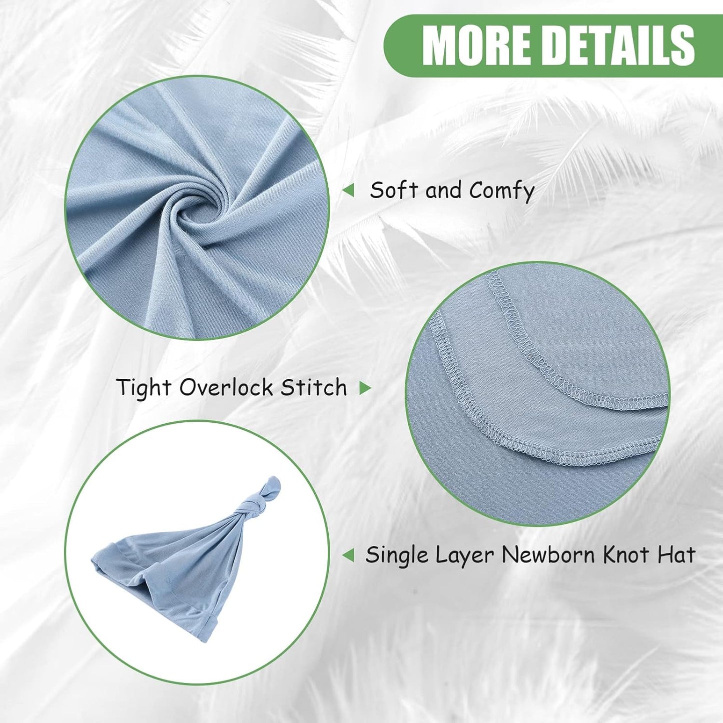iEvolve Cotton Knitted Baby Swaddle Blanket with Hat Headband Set Newborn Swaddle Wrap Receiving Blankets for Baby Girl Boy 35" x 35"(Lightblue)