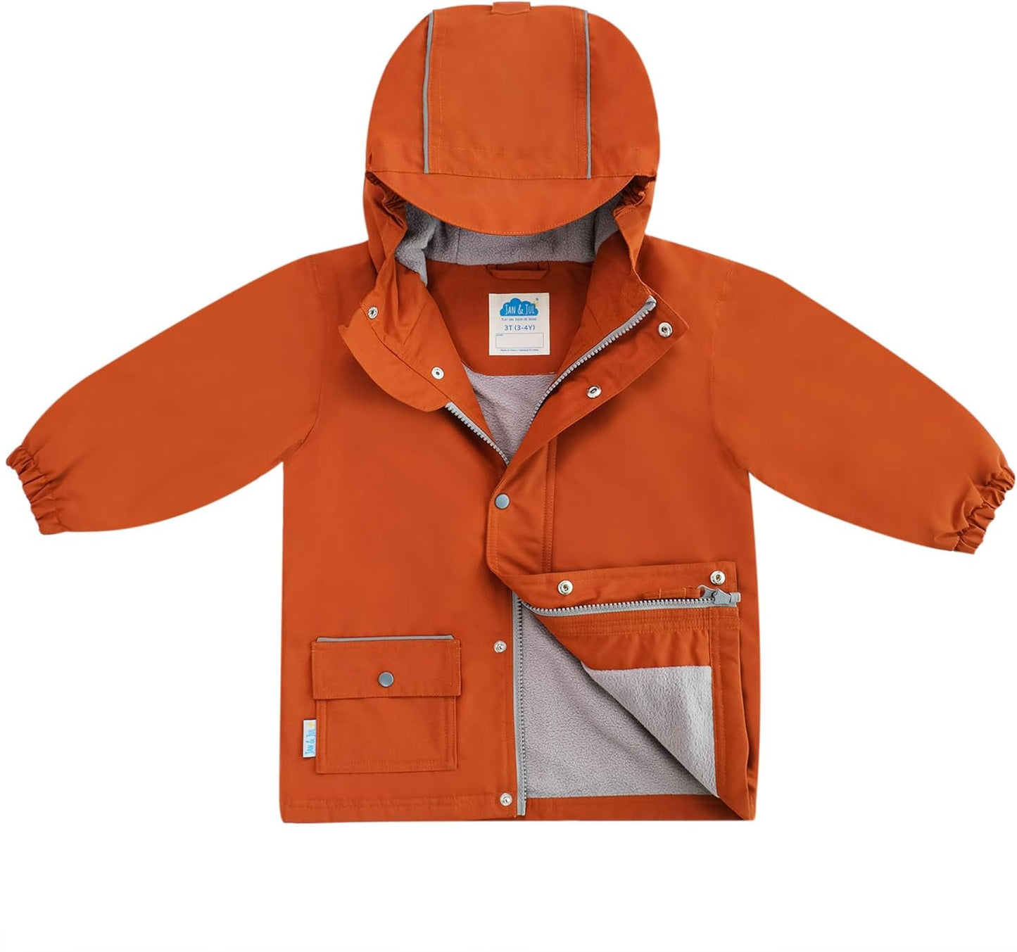 JAN & JUL Waterproof Fleece Lined Rain Jacket, Raincoat for Kids