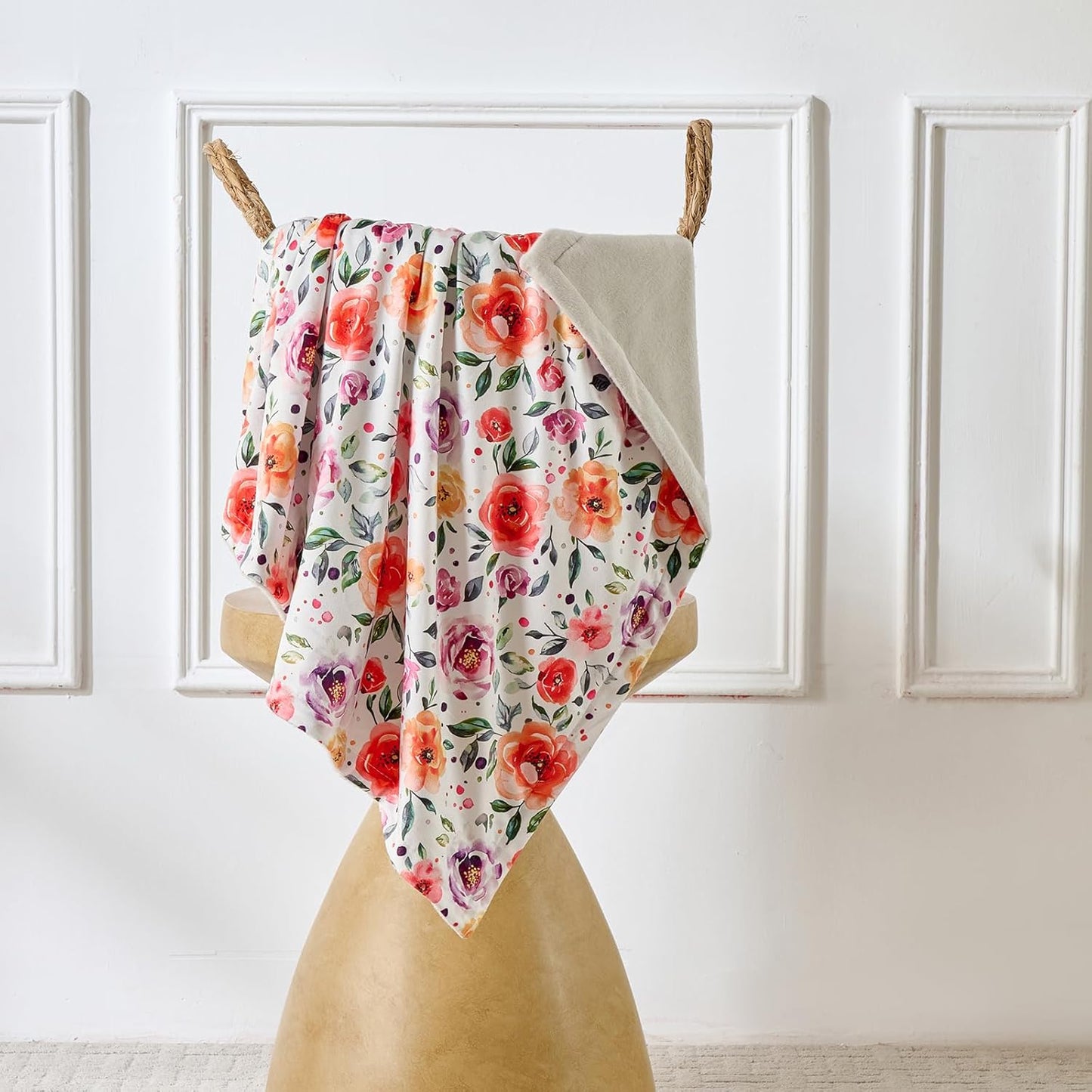 Baby Blanket 30x40 Inches Soft Double Layer Fleece Blanket with Beautiful Flower Print Gender Neutral Crib Blanket for Infant, Toddler, Newborn Baby Girl or Boy Shower Gift