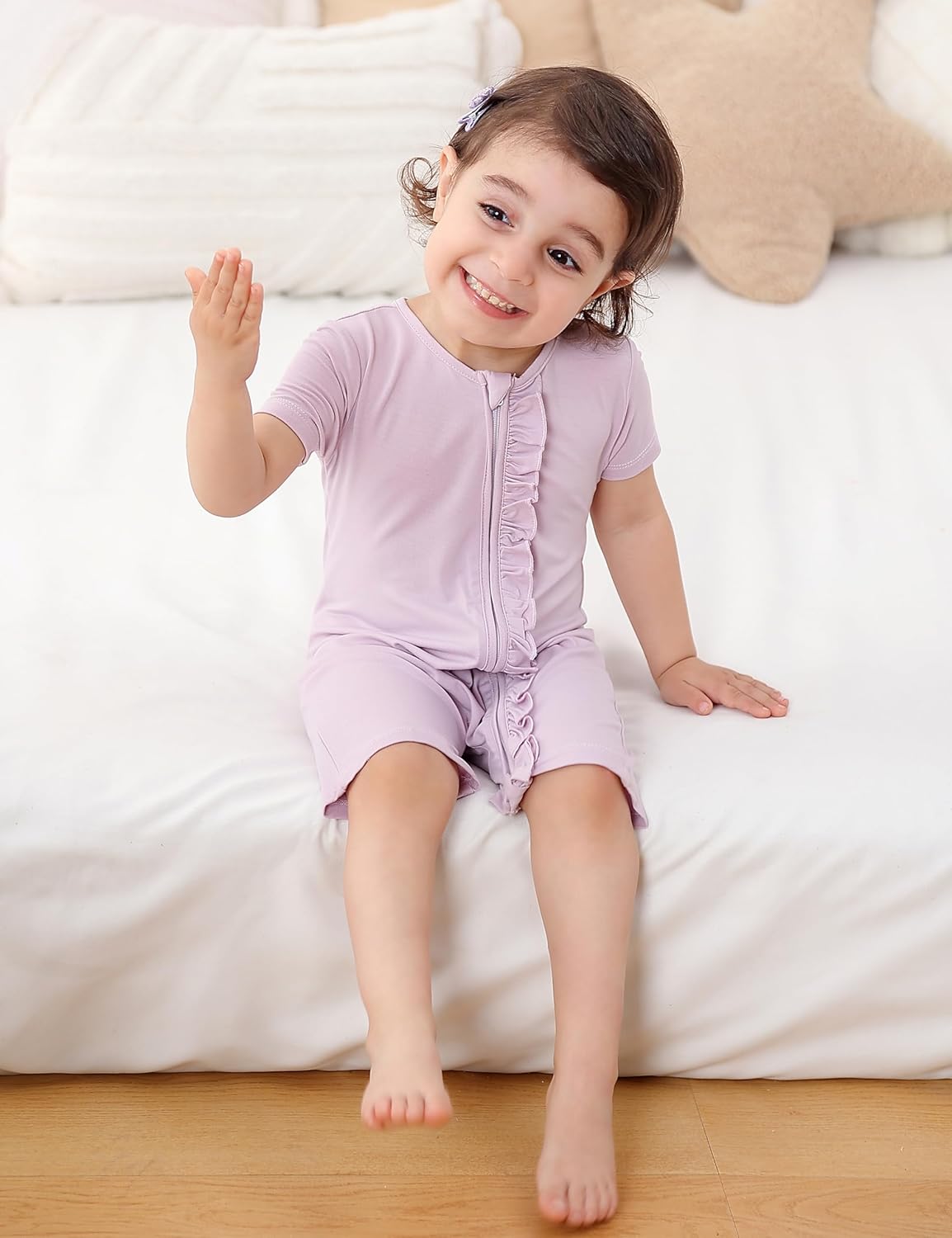 JunNeng Baby 2 Pack Rayon of Bamboo Romper Sleeper 2 Way Zipper Short Sleeve Jumpsuit Zipper Footless One-piece