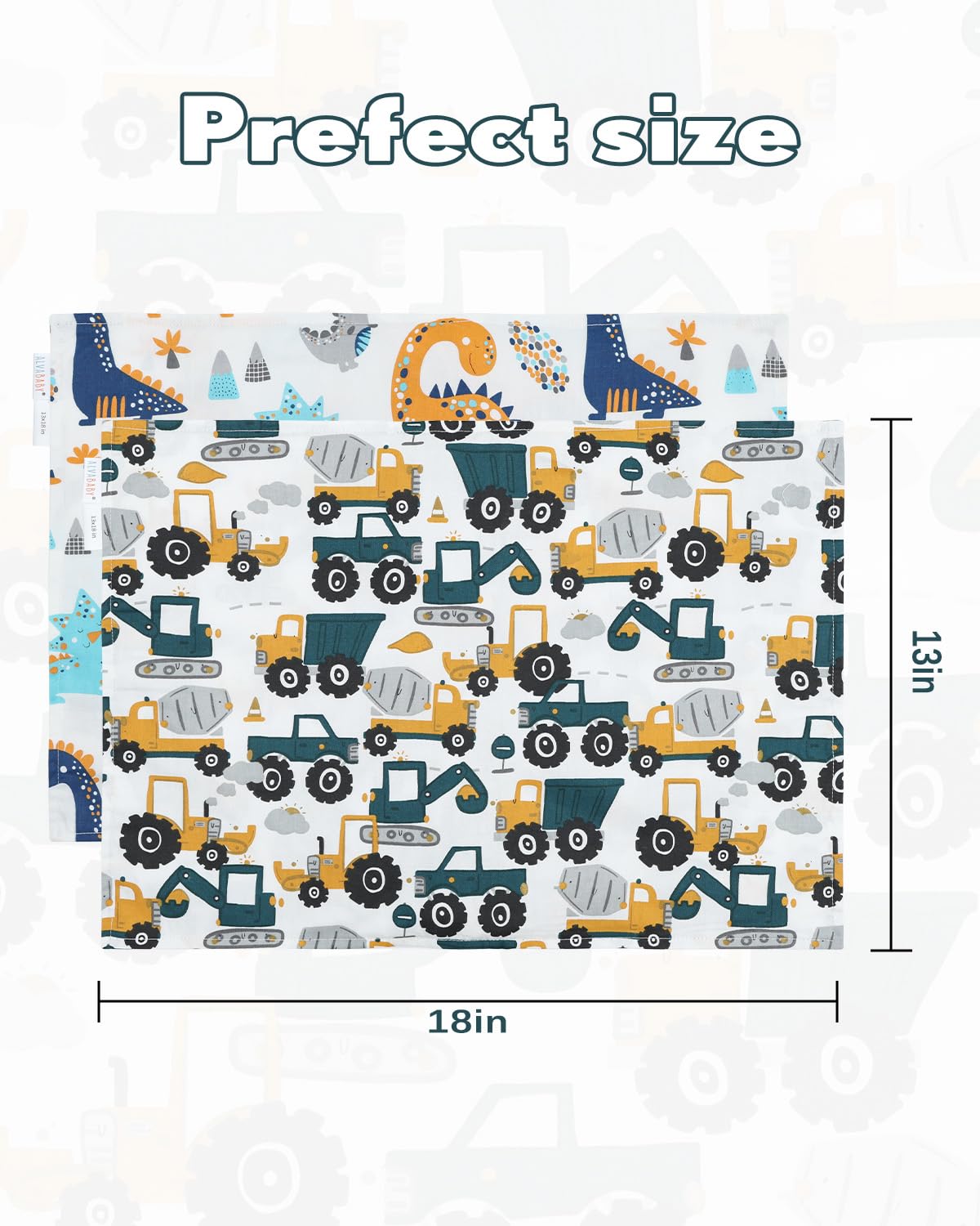 ALVABABY Toddler Pillowcases 2 Pack Organic Cotton Kids Pillow Cover Fit 13"x 18" or 12"x16" Envelope for Girl Boy Sleepy Travel