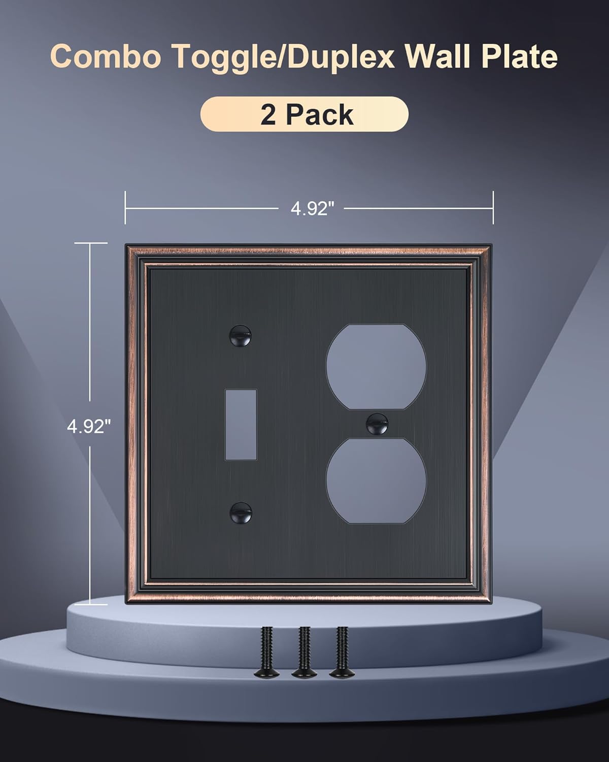 2-Pack Double Duplex Outlet Cover, Aged Bronze Decorative Switch Plates and Outlet Covers for Electrical Outlets, Durable Zinc Alloy Wall Plates, 2 Gang Receptacle Cover, Corrosion Resistant