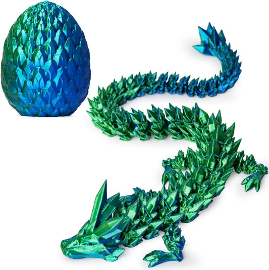 3D prited dragon ,3D Printed Dragon in Egg, Crystal Dragon Fidget Toy for Adult, Home Office Decor Executive Desk Toys， Fidget Toys for Adults and Kids (Blue Green)